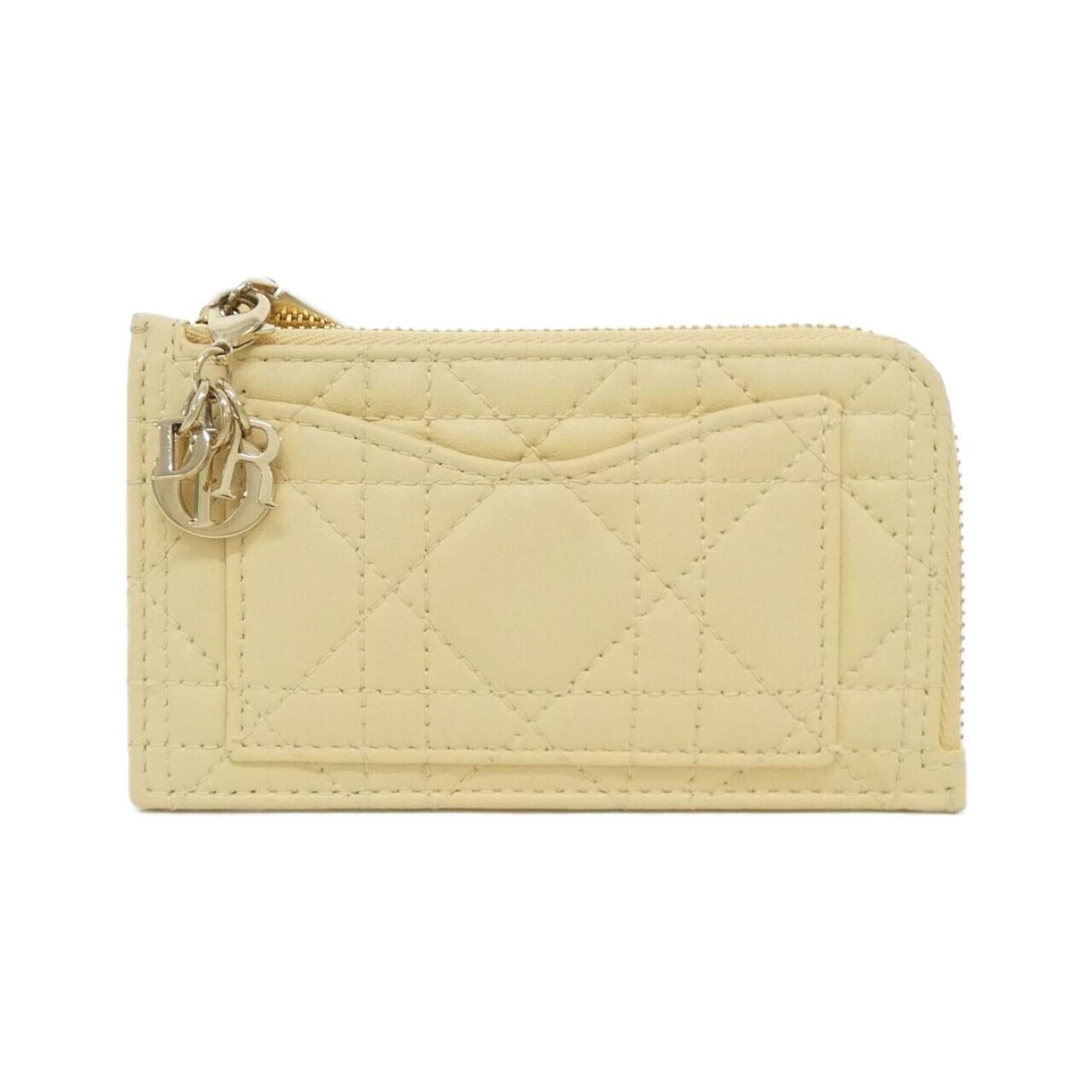 Christian Dior Pale Yellow Leather Coin Purse/Coin Case (Pre-Owned)