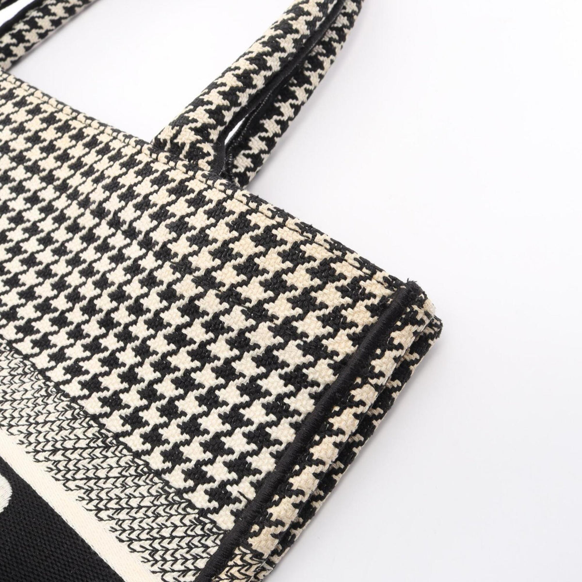 Christian Dior Black Ivory Canvas Handbag Tote Bag (Pre-Owned)