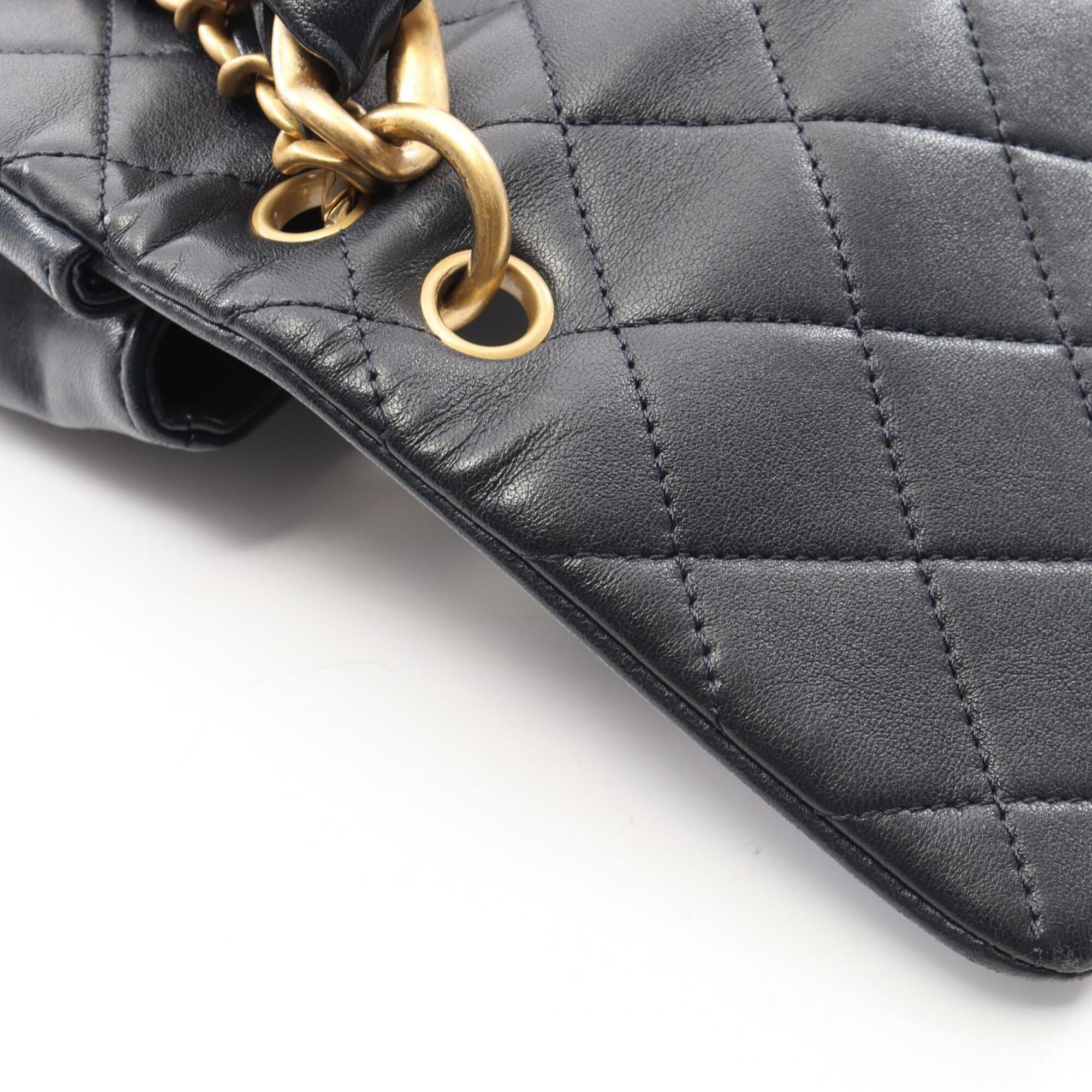 Chanel Navy Leather Handbag Shoulder Bag (Pre-Owned)