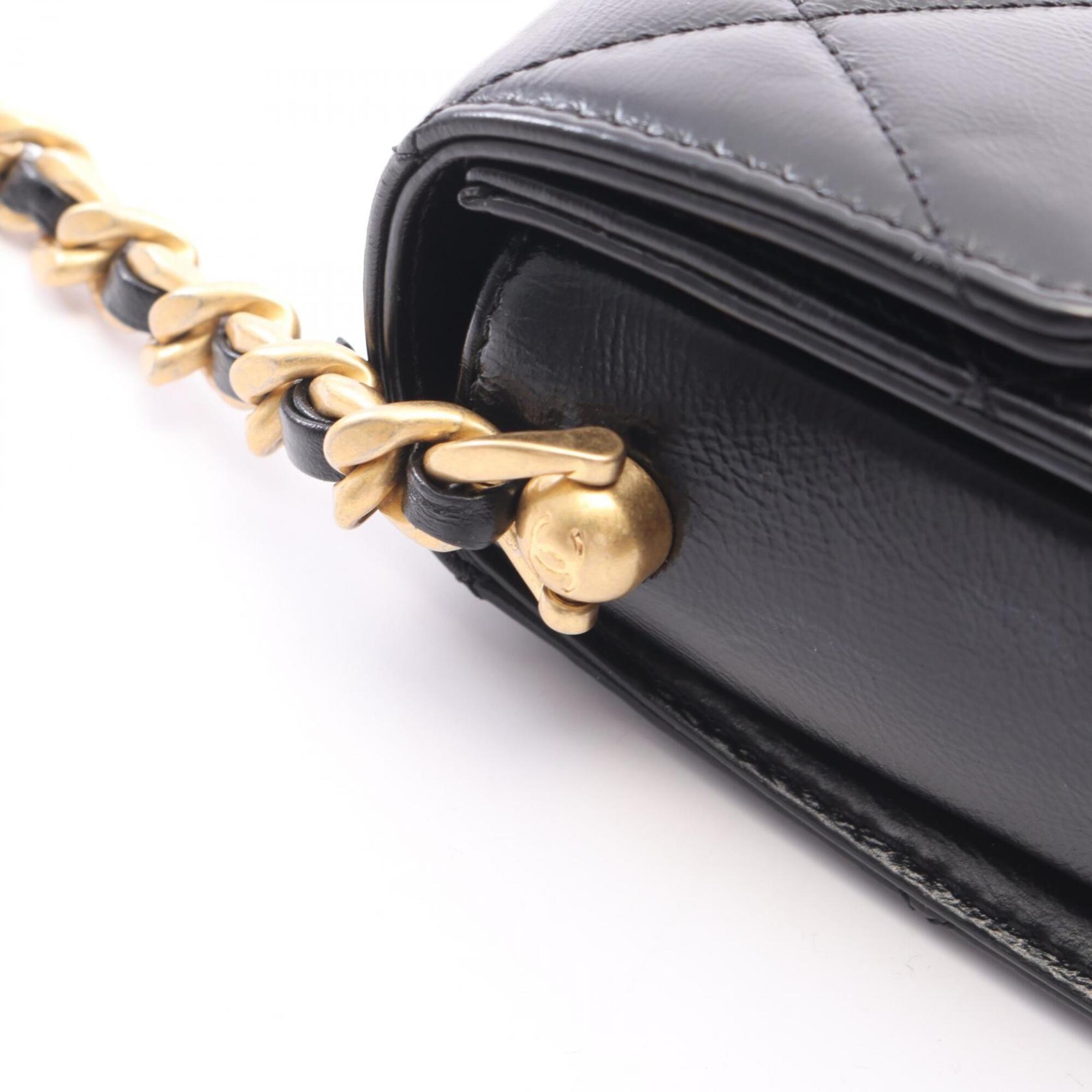 Chanel Black Leather Handbag Shoulder Bag (Pre-Owned)