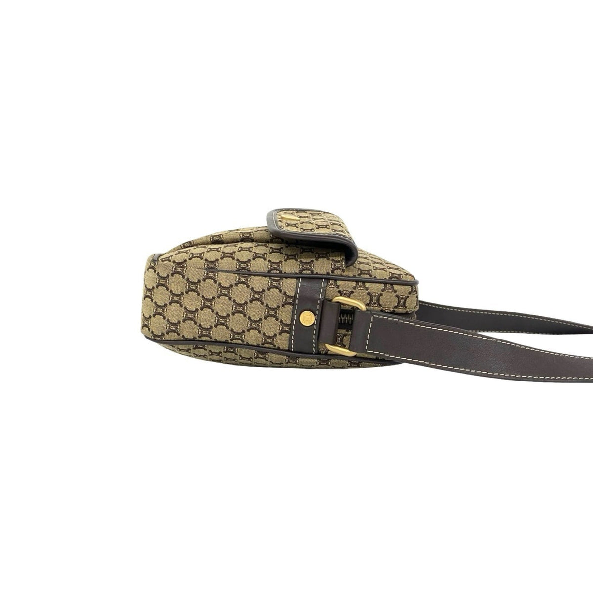 Celine Beige Brown Canvas Leather Pochette Shoulder Bag (Pre-Owned)