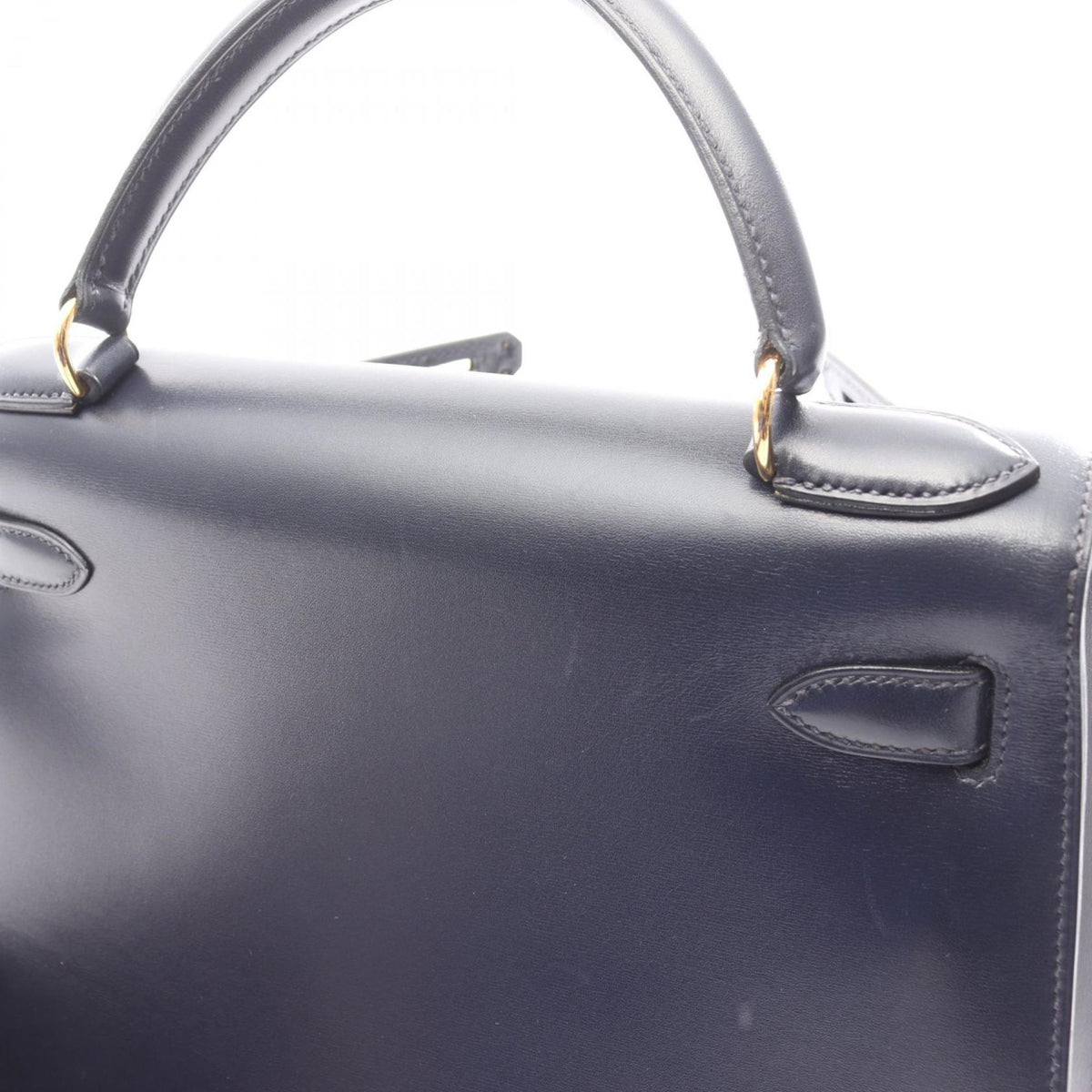 Hermes Blue Indigo Navy Box Calf Leather Handbag (Pre-Owned)