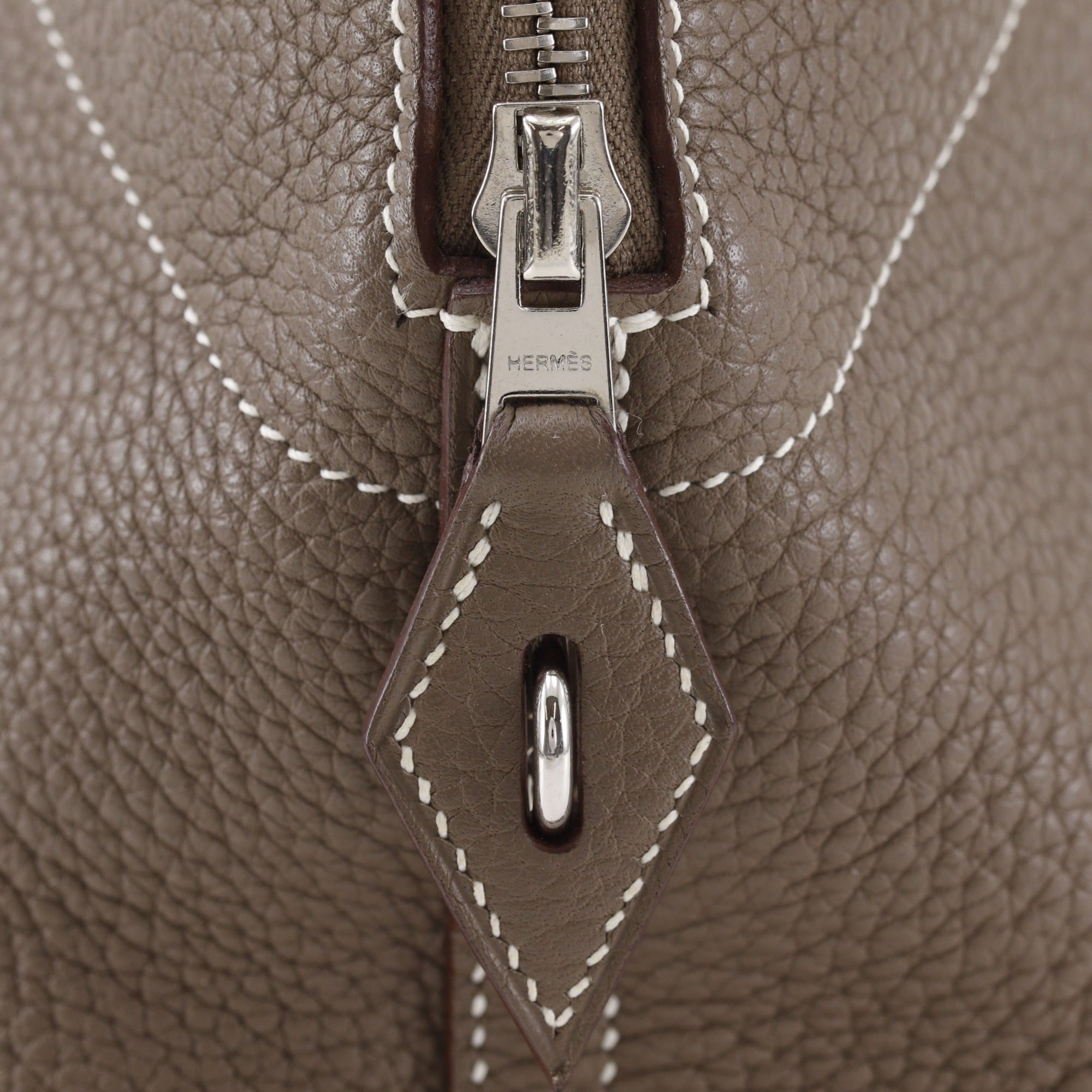 Hermes Bolide Etoupe Gray Taurillon Clemence Leather Handbag (Pre-Owned)