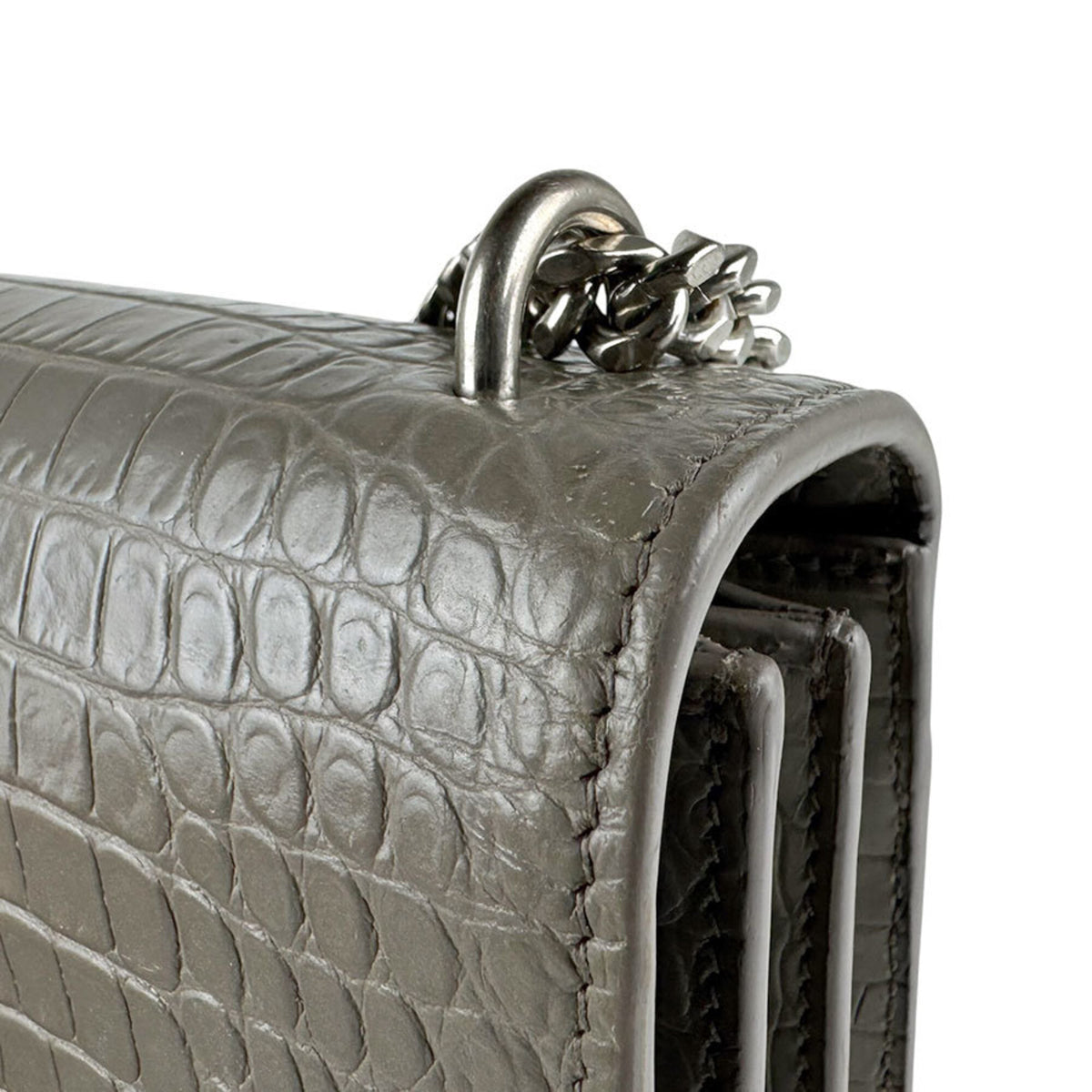 Saint Laurent Gray Leather Shoulder Bag (Pre-Owned)