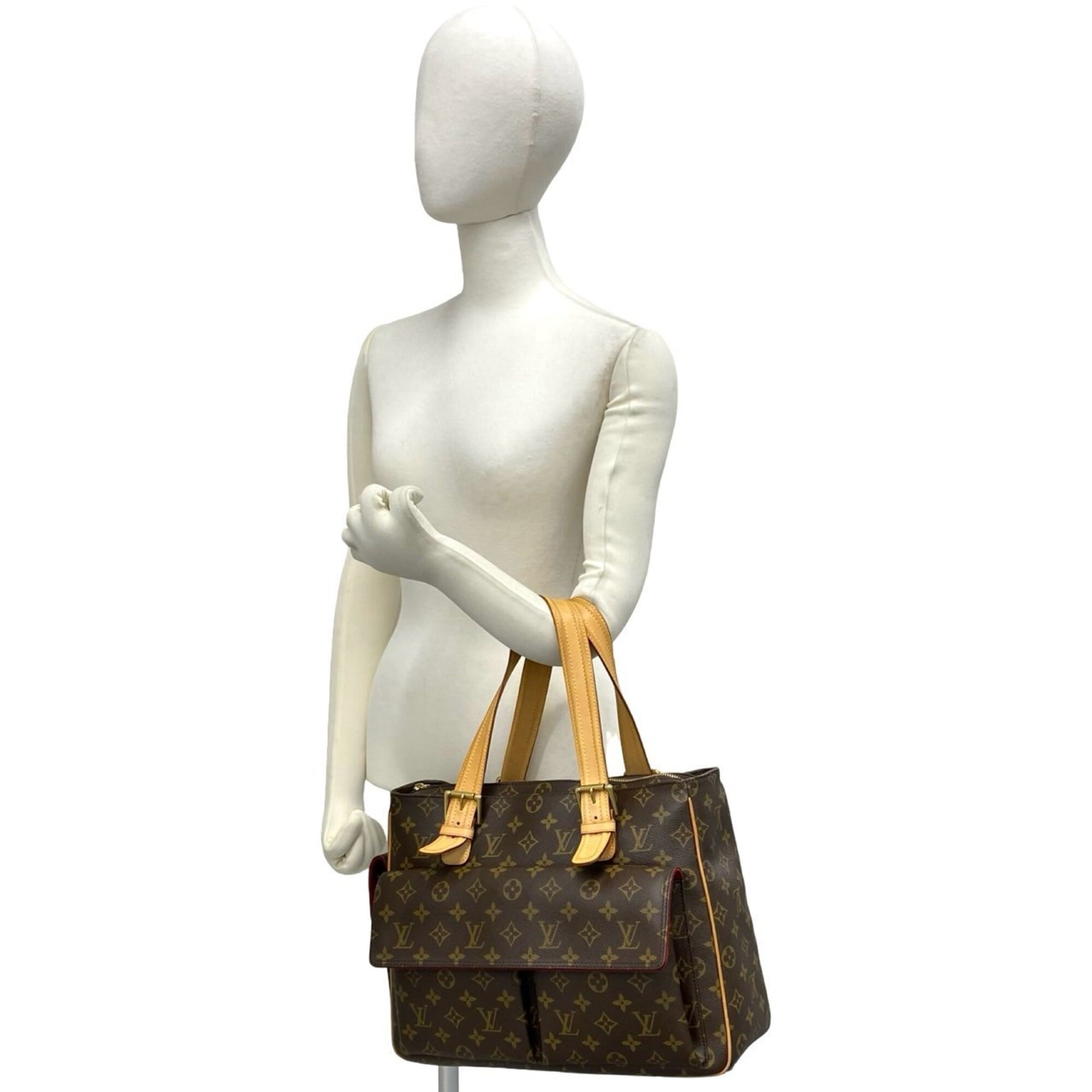 Louis Vuitton Brown Leather Pvc Handbag Tote Bag (Pre-Owned)