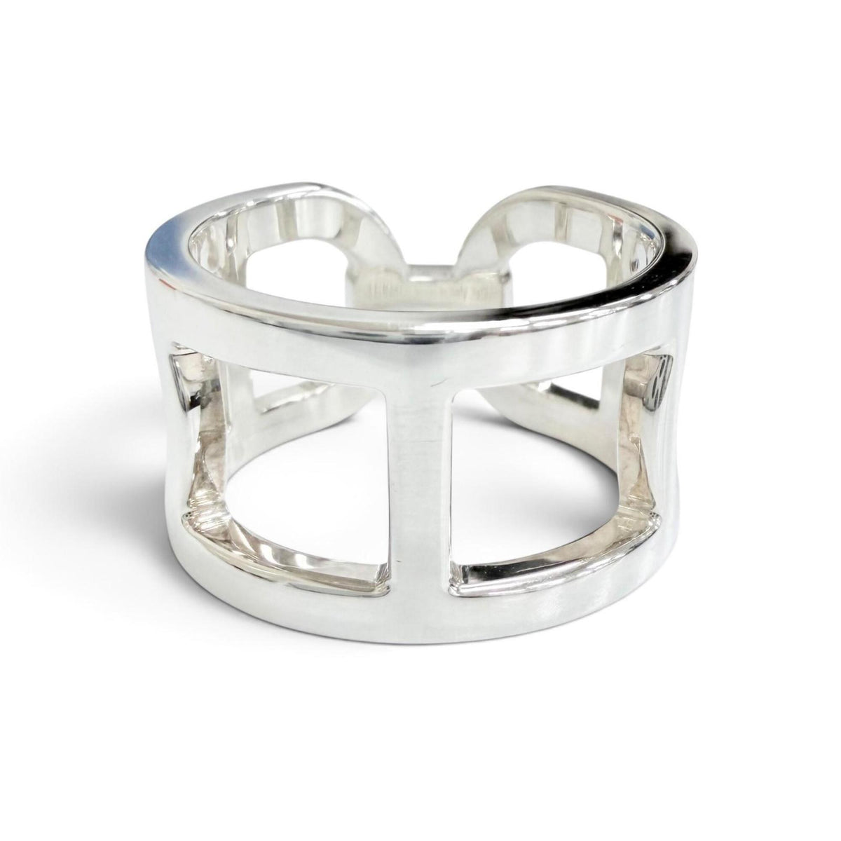 Hermes Silver Silver 925 Band Ring (Pre-Owned)
