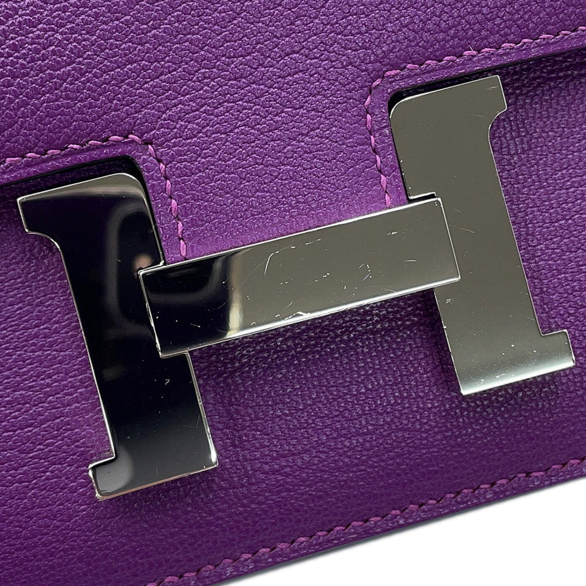 Hermes Constance Anemone Cassis Chevre Myzore Leather Handbag Shoulder Bag (Pre-Owned)