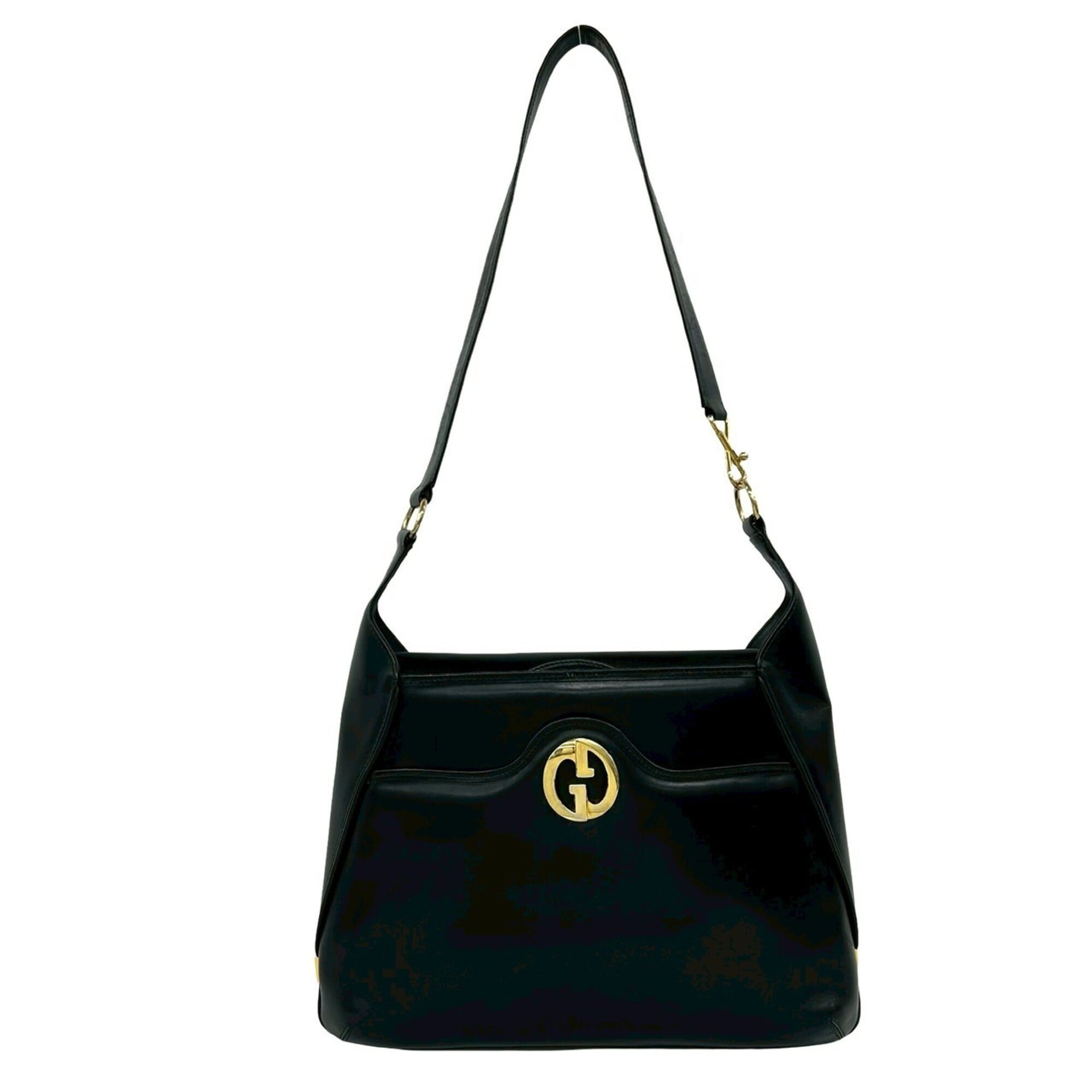 Gucci Black Leather Shoulder Bag Tote Bag (Pre-Owned)