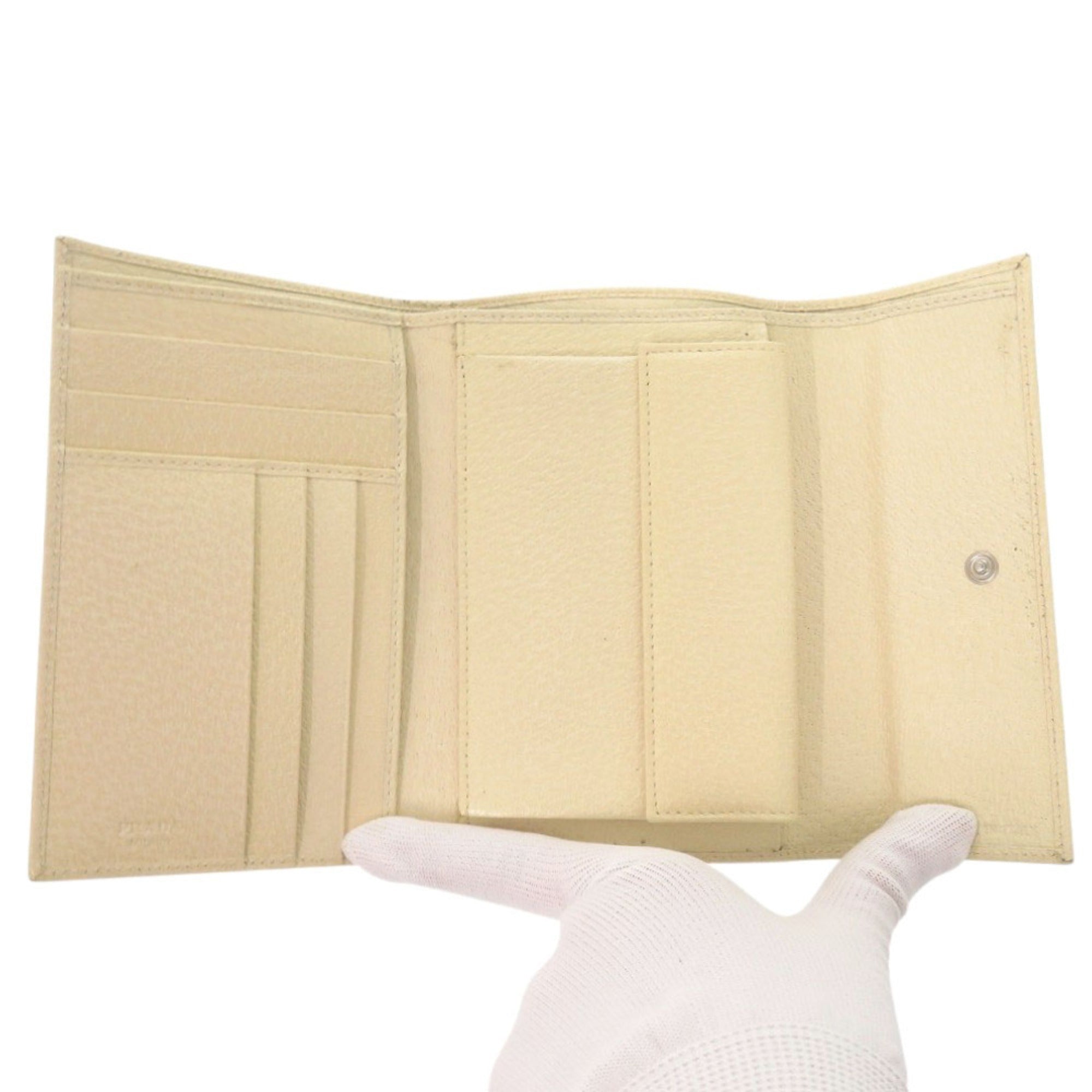 Prada Beige Leather Wallet (Tri-Fold) (Pre-Owned)