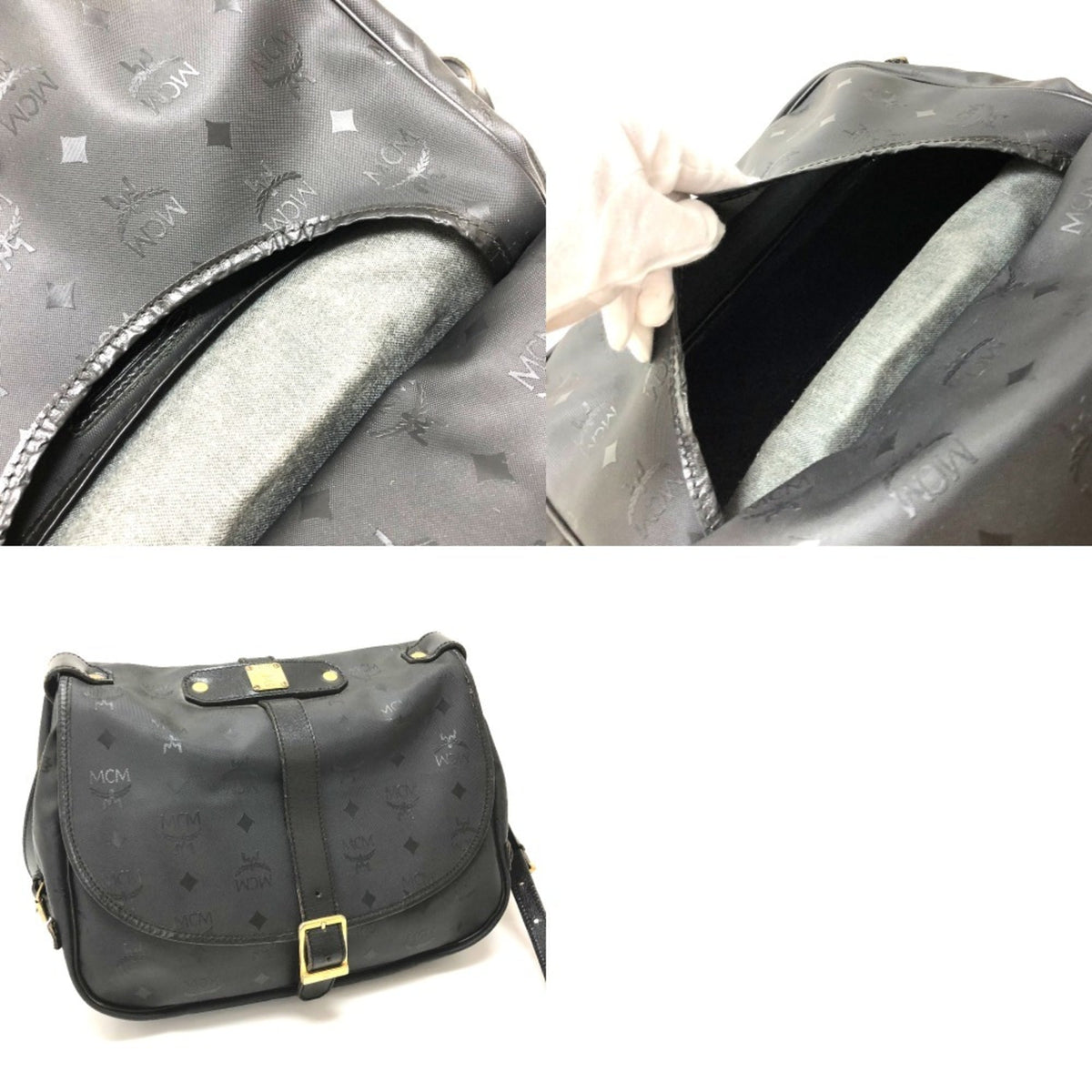 Mcm Black Pvc Leather Messenger Bag Shoulder Bag (Pre-Owned)