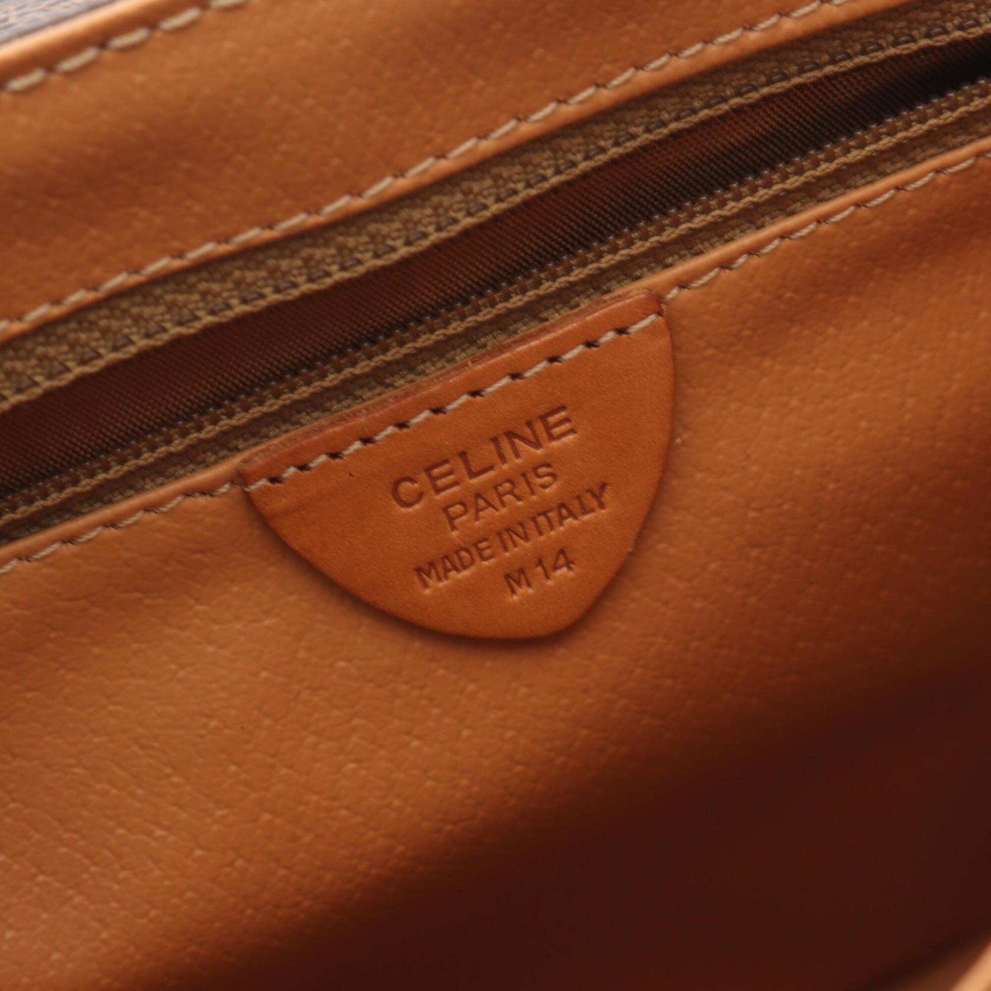 Celine Brown Coated Canvas Leather Handbag Shoulder Bag (Pre-Owned)