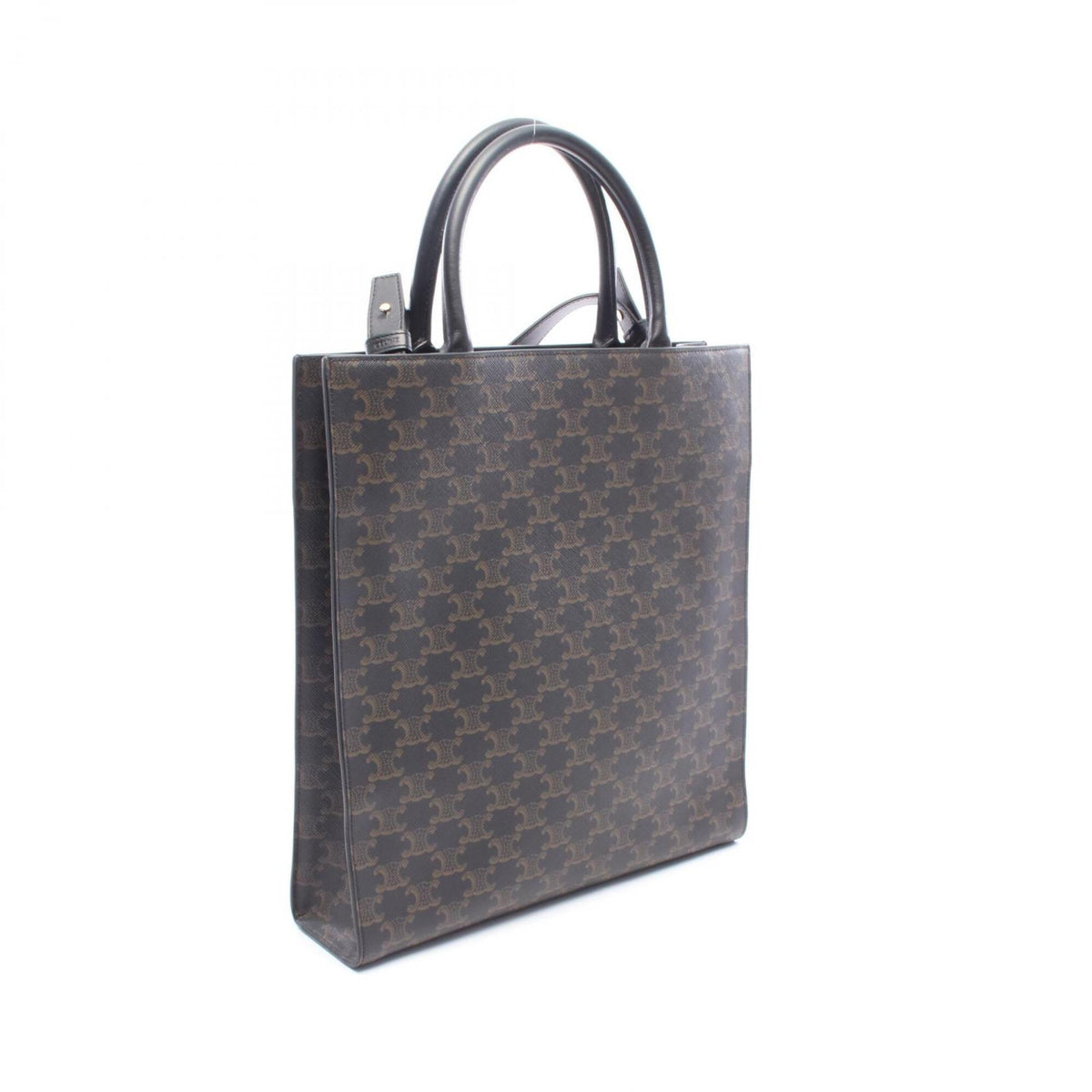 Celine Black Brown Coated Canvas Leather Handbag Tote Bag (Pre-Owned)