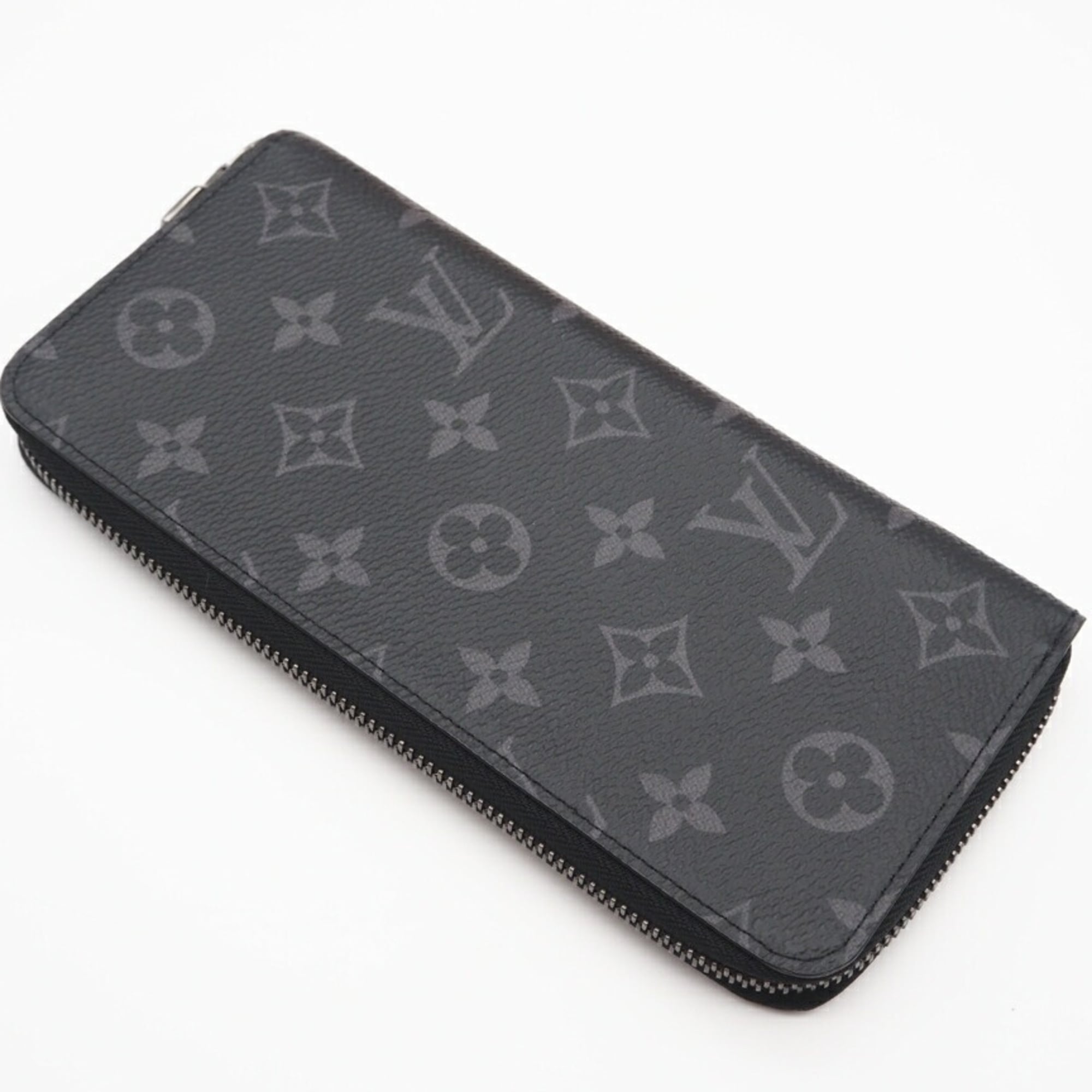 Louis Vuitton Black Gray Coated Canvas Long Wallet (Bi-Fold) (Pre-Owned)