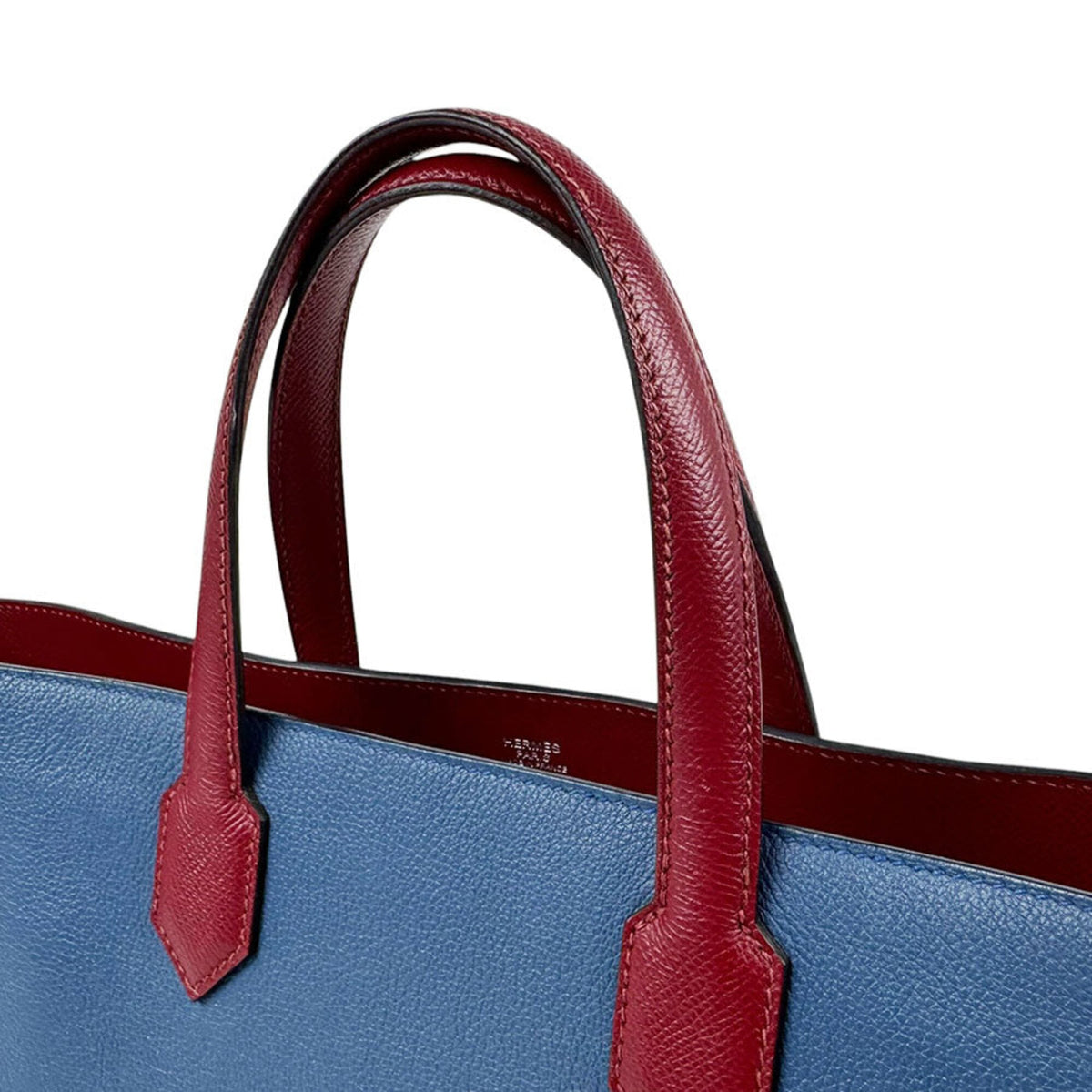Hermes Blue Agate Rouge Grenat Evercalf Leather Epsom Leather Handbag (Pre-Owned)