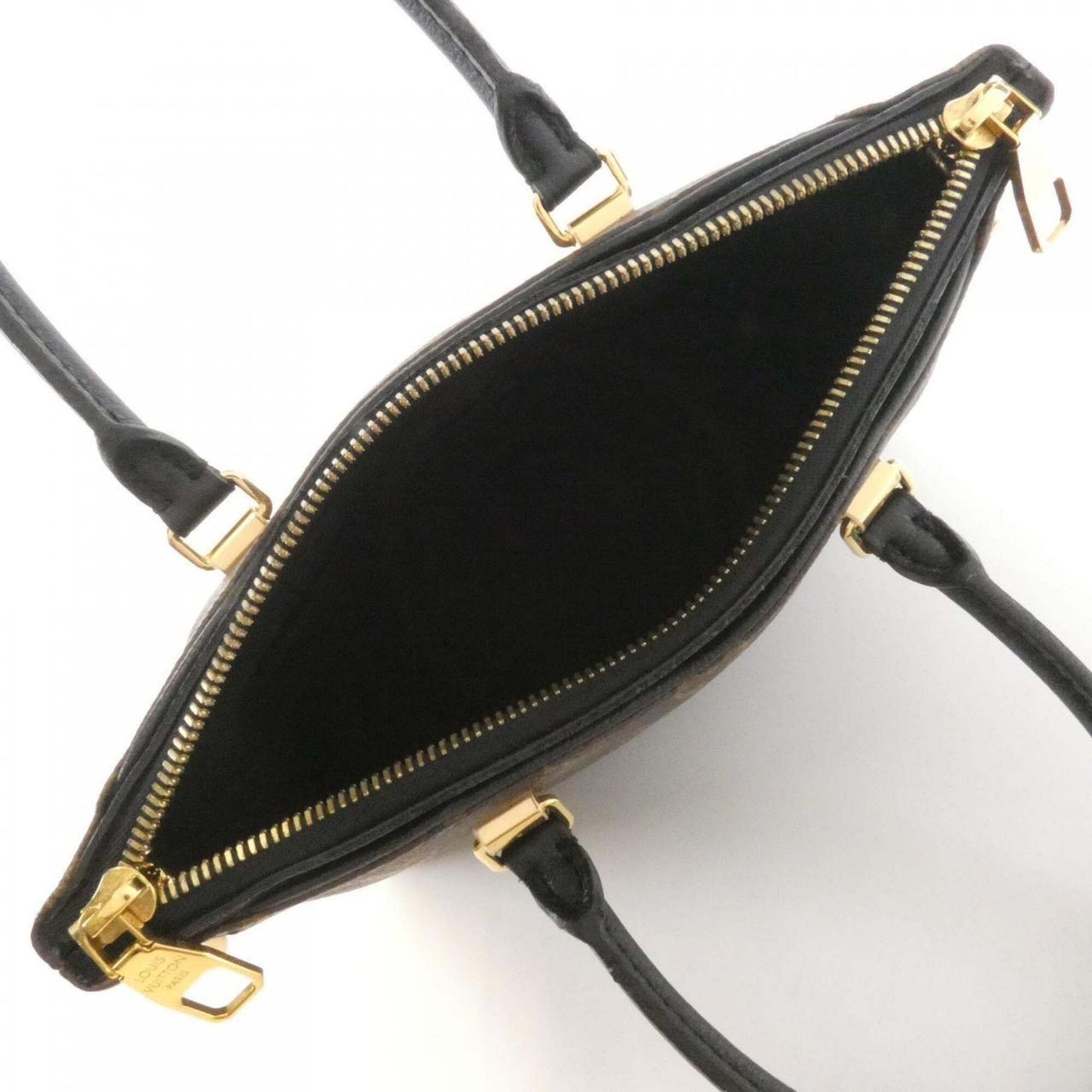 Louis Vuitton Black Marron Coated Canvas Leather Handbag (Pre-Owned)