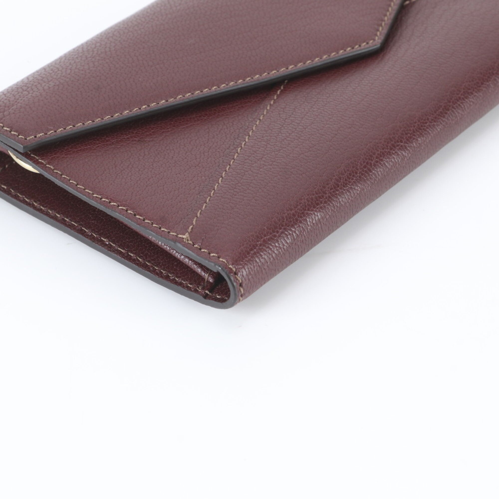 Cartier Wine Red Leather Long Wallet (Bi-Fold) (Pre-Owned)