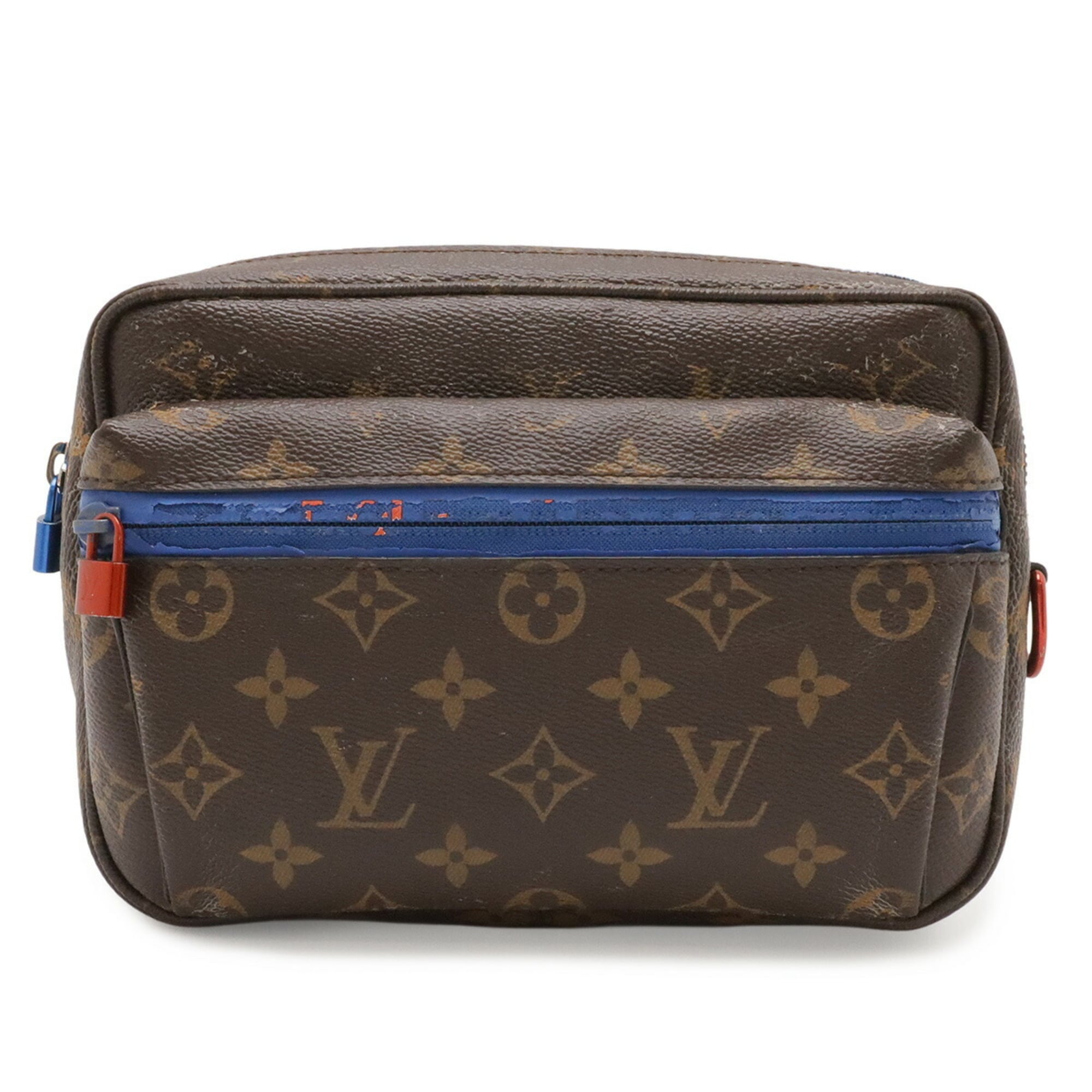 Louis Vuitton Blue Brown Monogram Canvas Fanny Pack Shoulder Bag Sling Bag (Pre-Owned)