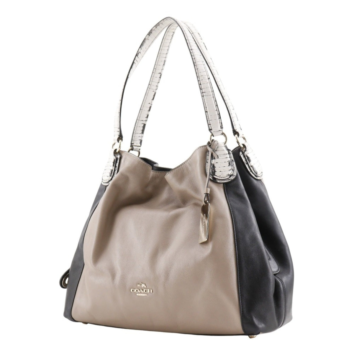 Coach Beige Black Leather Tote Bag (Pre-Owned)