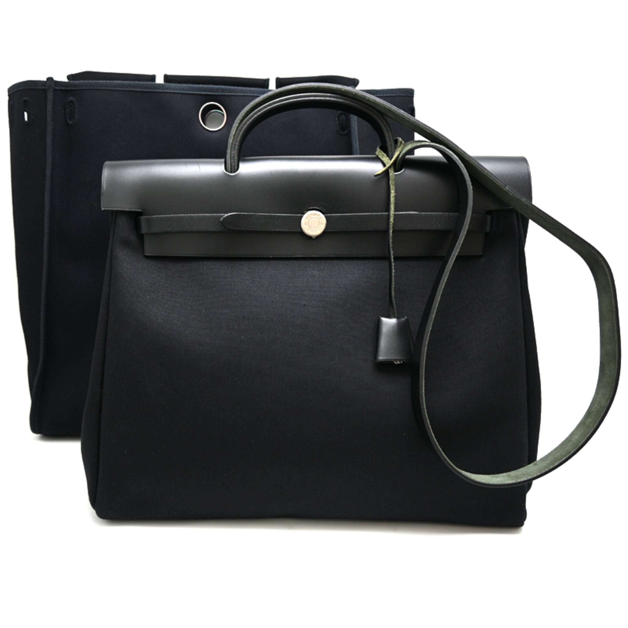 Hermes Black Toile Officier Shoulder Bag (Pre-Owned)