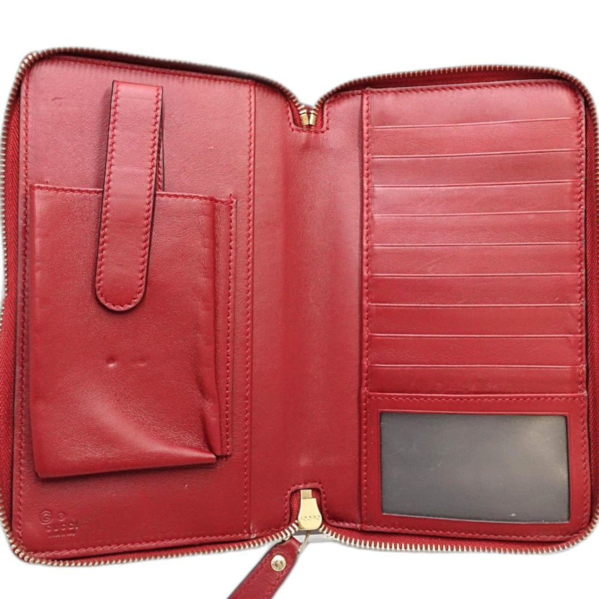 Gucci Red Color Leather Long Wallet (Bi-Fold) (Pre-Owned)