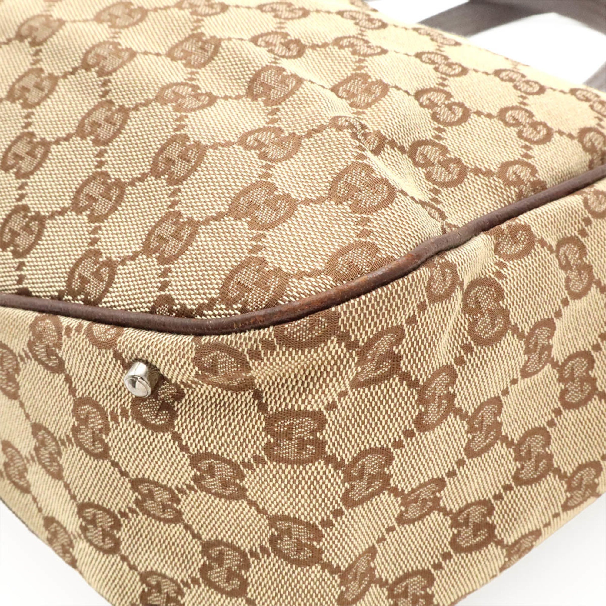 Gucci Beige Dark Brown Khaki Gg Canvas Shoulder Bag Tote Bag (Pre-Owned)