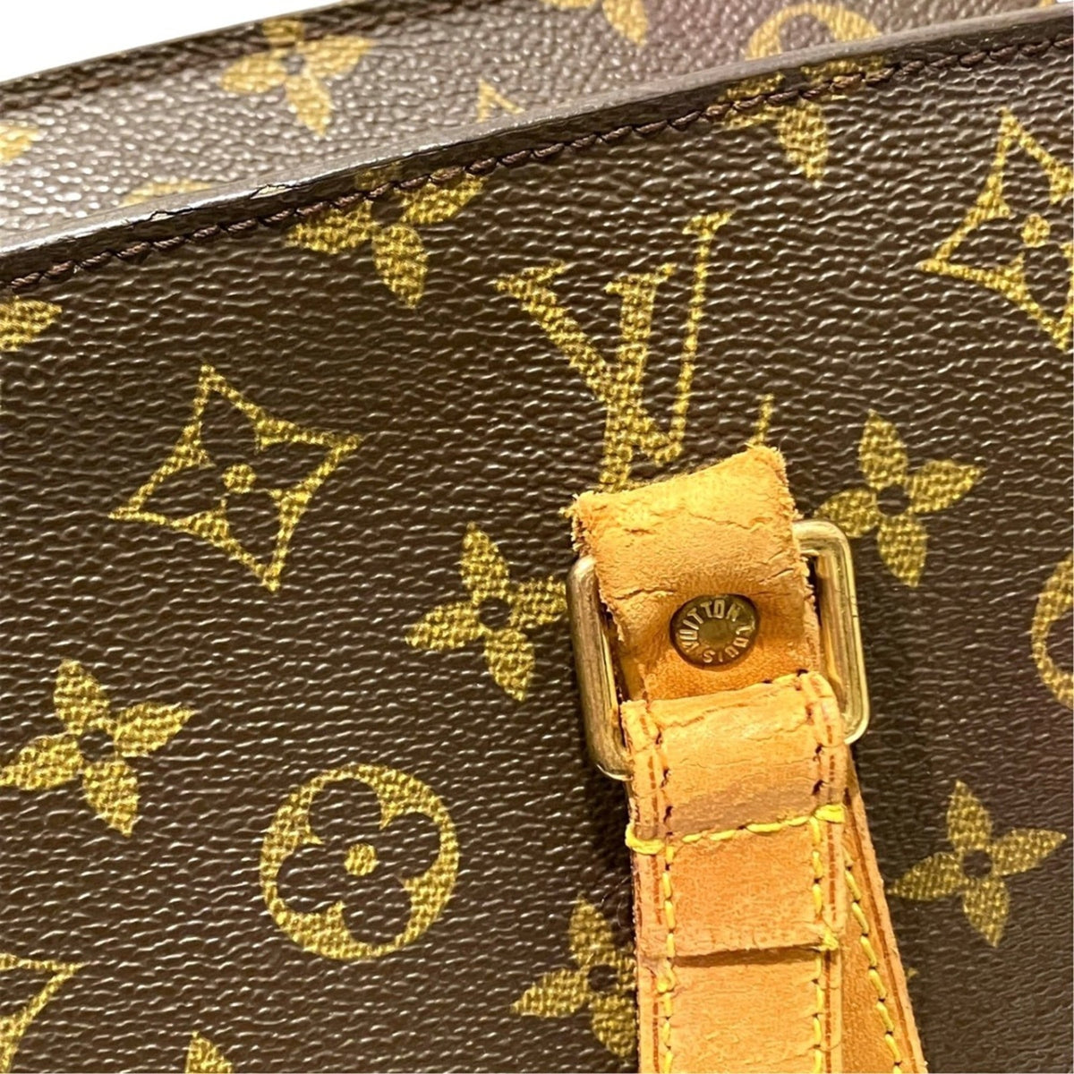 Louis Vuitton Brown Monogram Canvas Leather Tote Bag (Pre-Owned)