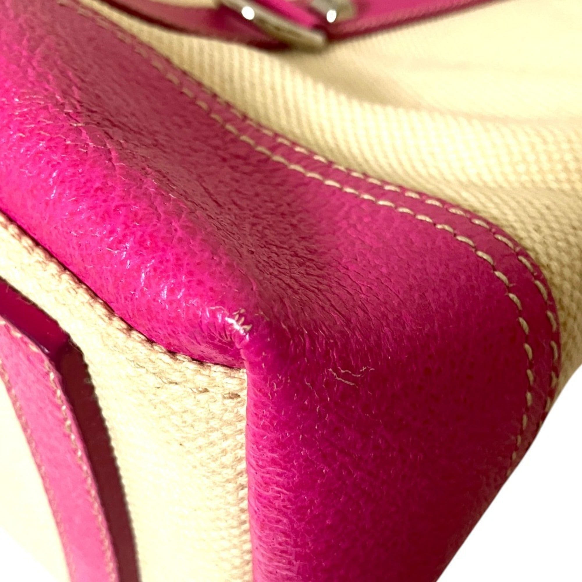 Prada Beige Pink Canvas Tote Bag (Pre-Owned)