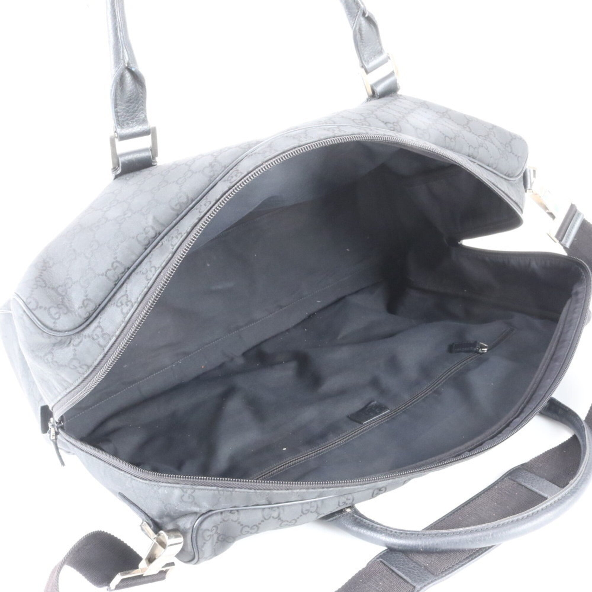 Gucci Black Nylon Leather Handbag Tote Bag (Pre-Owned)
