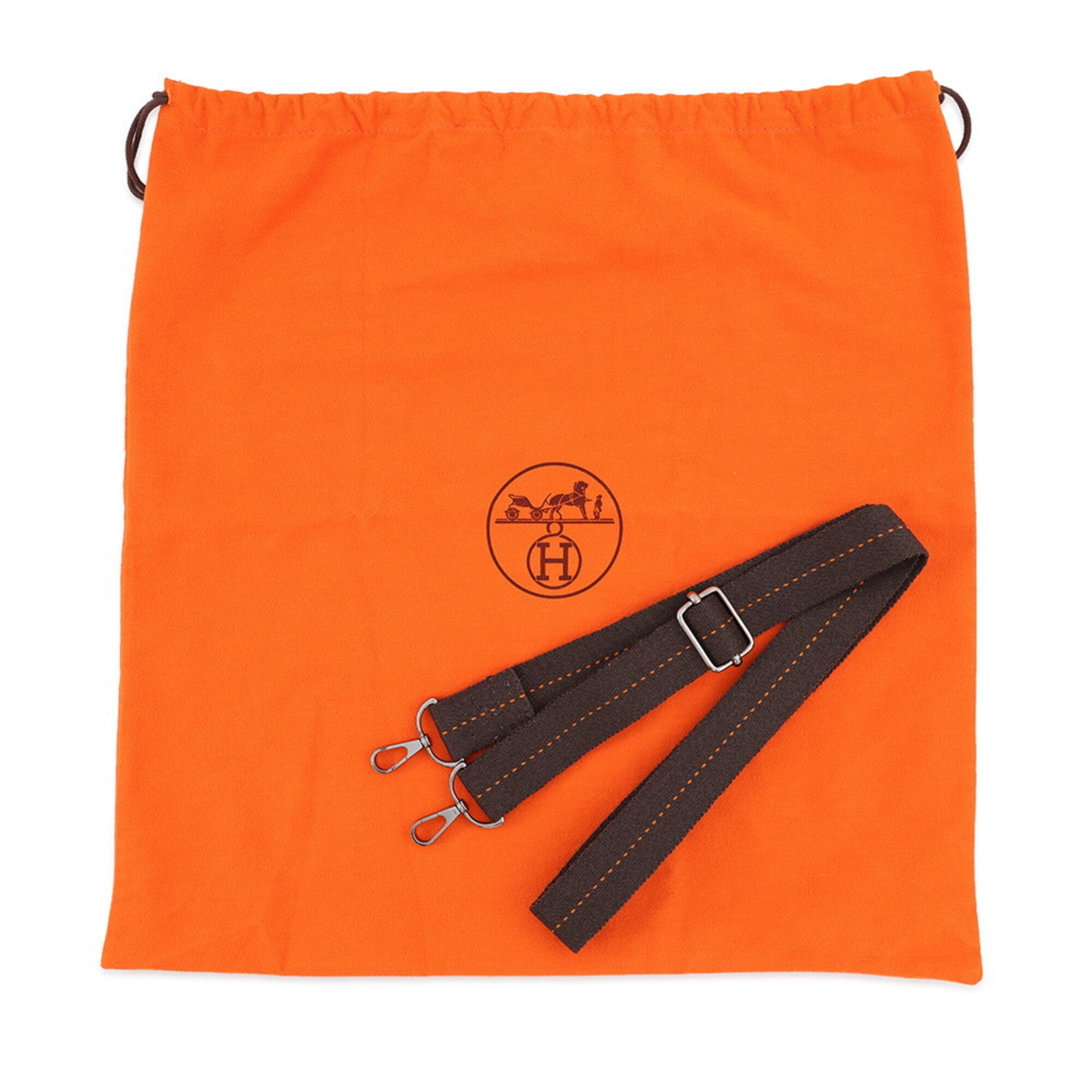 Hermes Chocolat Orange Veau Derma Handbag Tote Bag (Pre-Owned)