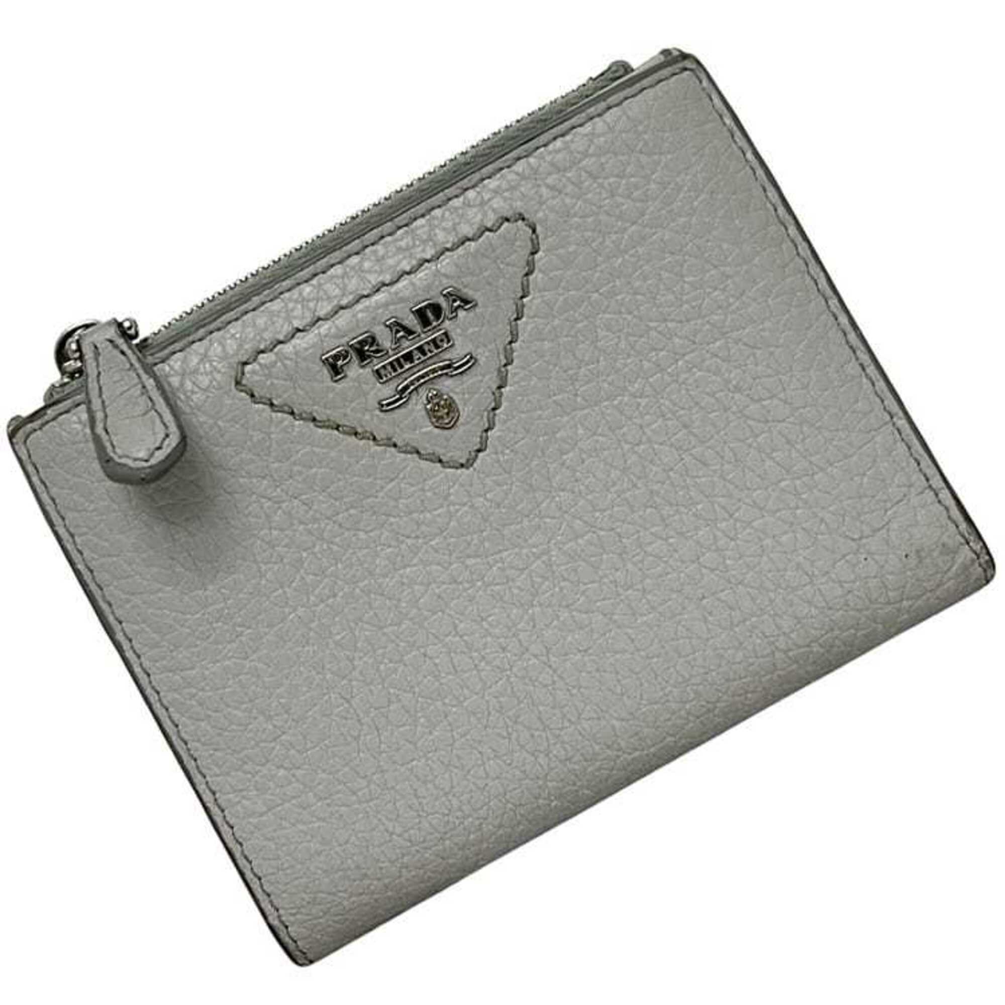 Prada Gray Leather Wallet (Bi-Fold) (Pre-Owned)