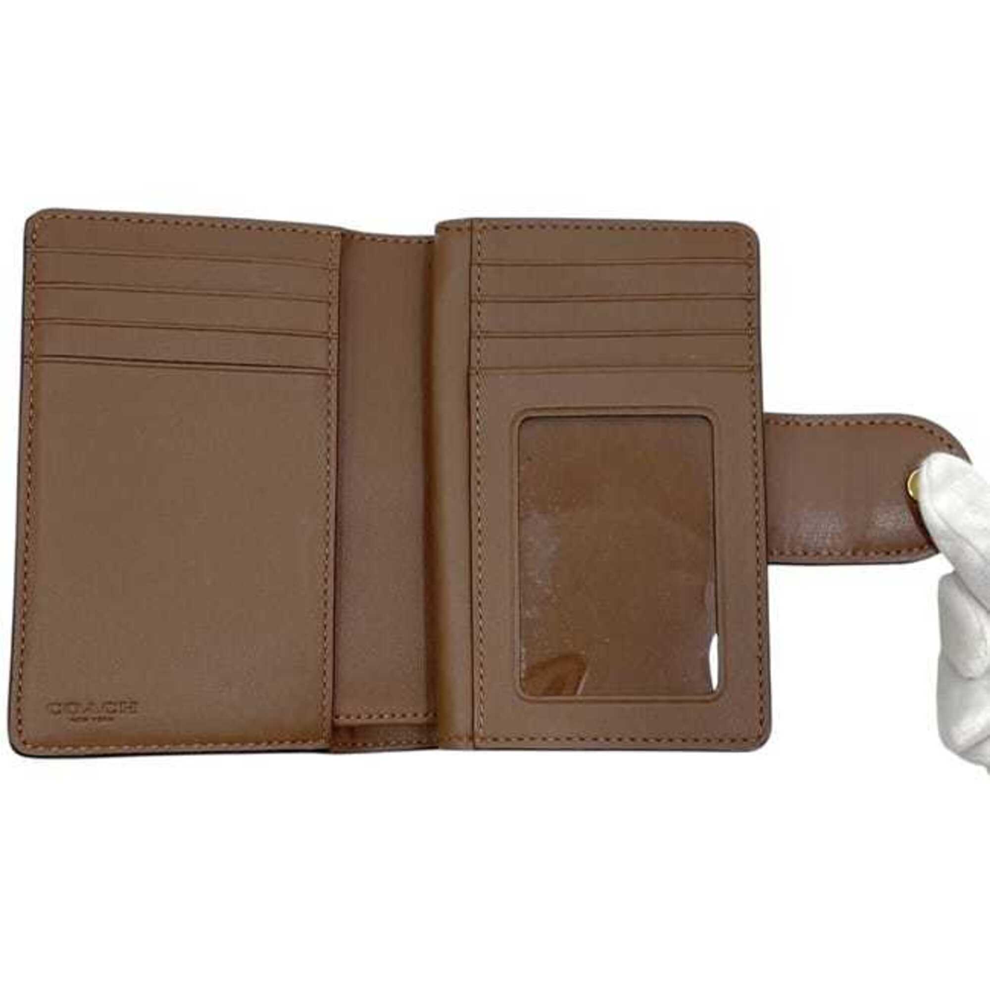 Coach Beige Brown Pvc Leather Wallet (Bi-Fold) (Pre-Owned)