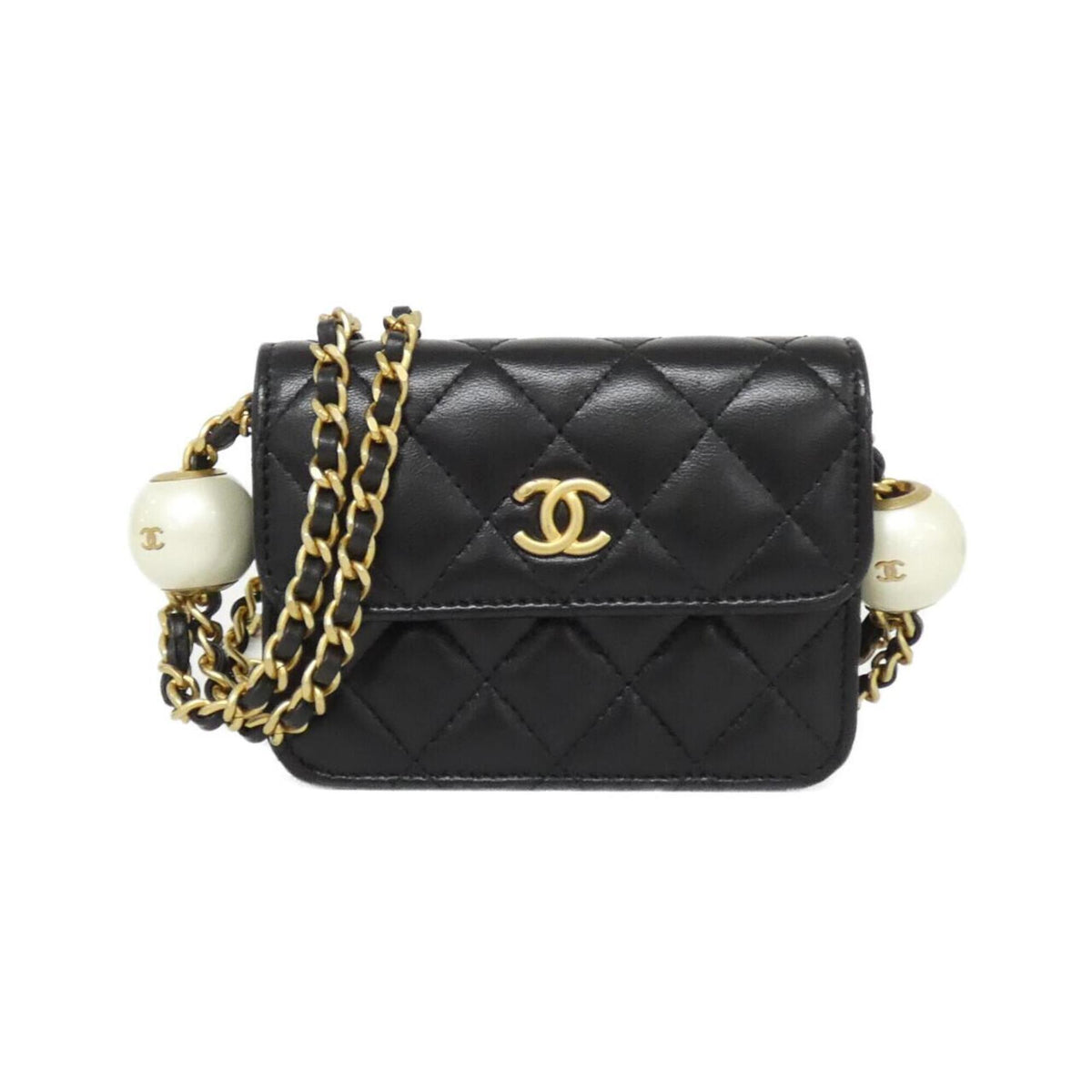 Chanel Black Leather Handbag Shoulder Bag (Pre-Owned)