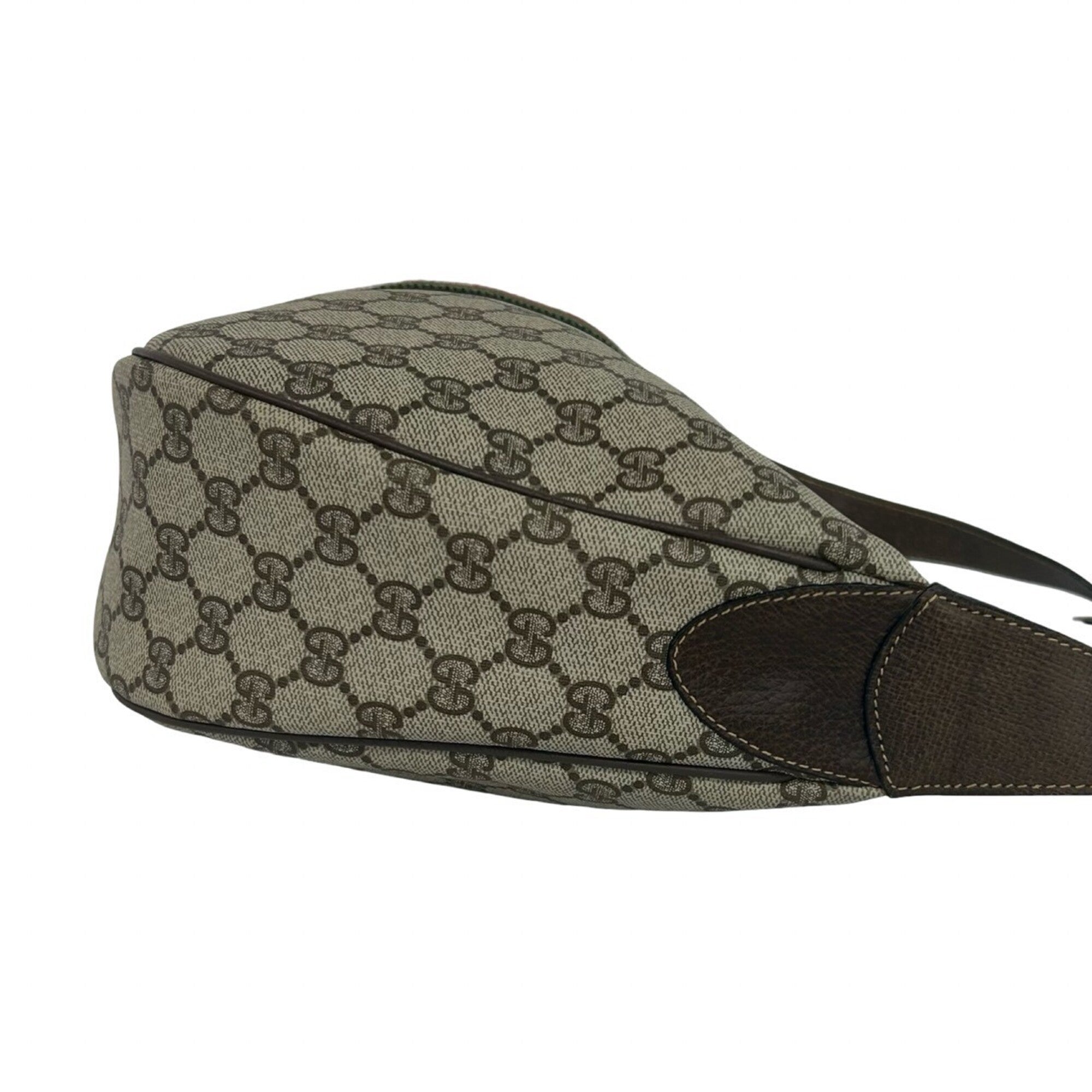 Gucci Brown Green Red Color Leather Pvc Shoulder Bag (Pre-Owned)