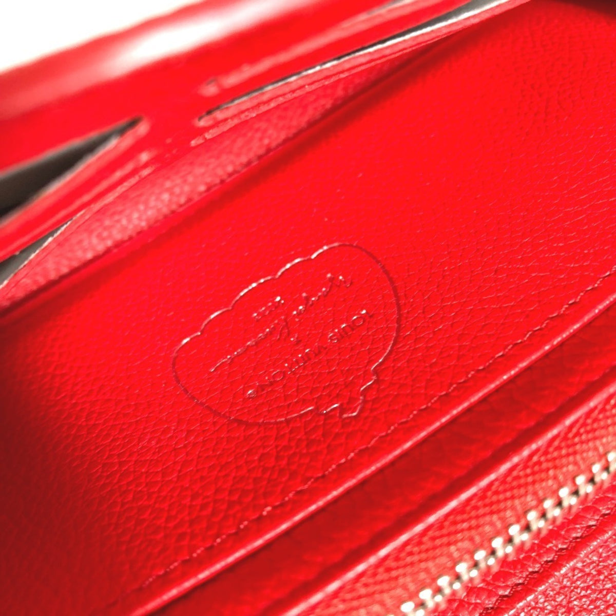 Louis Vuitton Red Color White Leather Long Wallet (Bi-Fold) (Pre-Owned)
