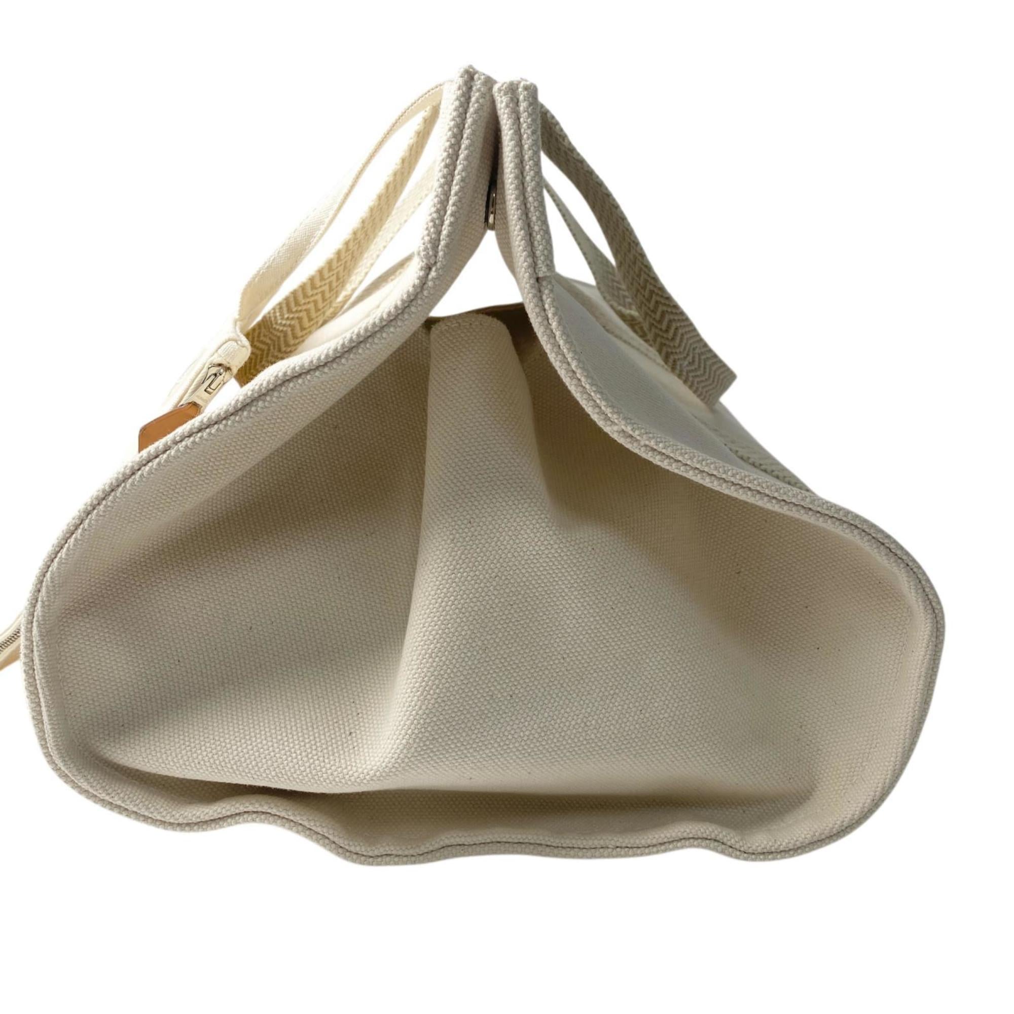 Hermes Ivory Canvas Pouch Tote Bag (Pre-Owned)