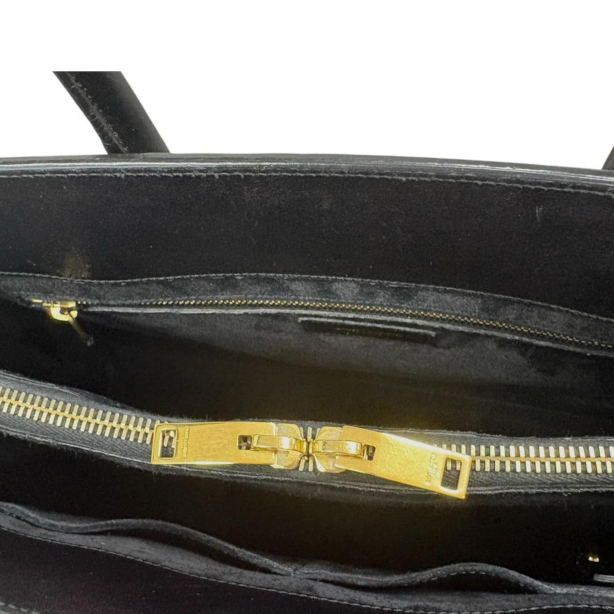 Saint Laurent Black White Canvas Leather Tote Bag (Pre-Owned)