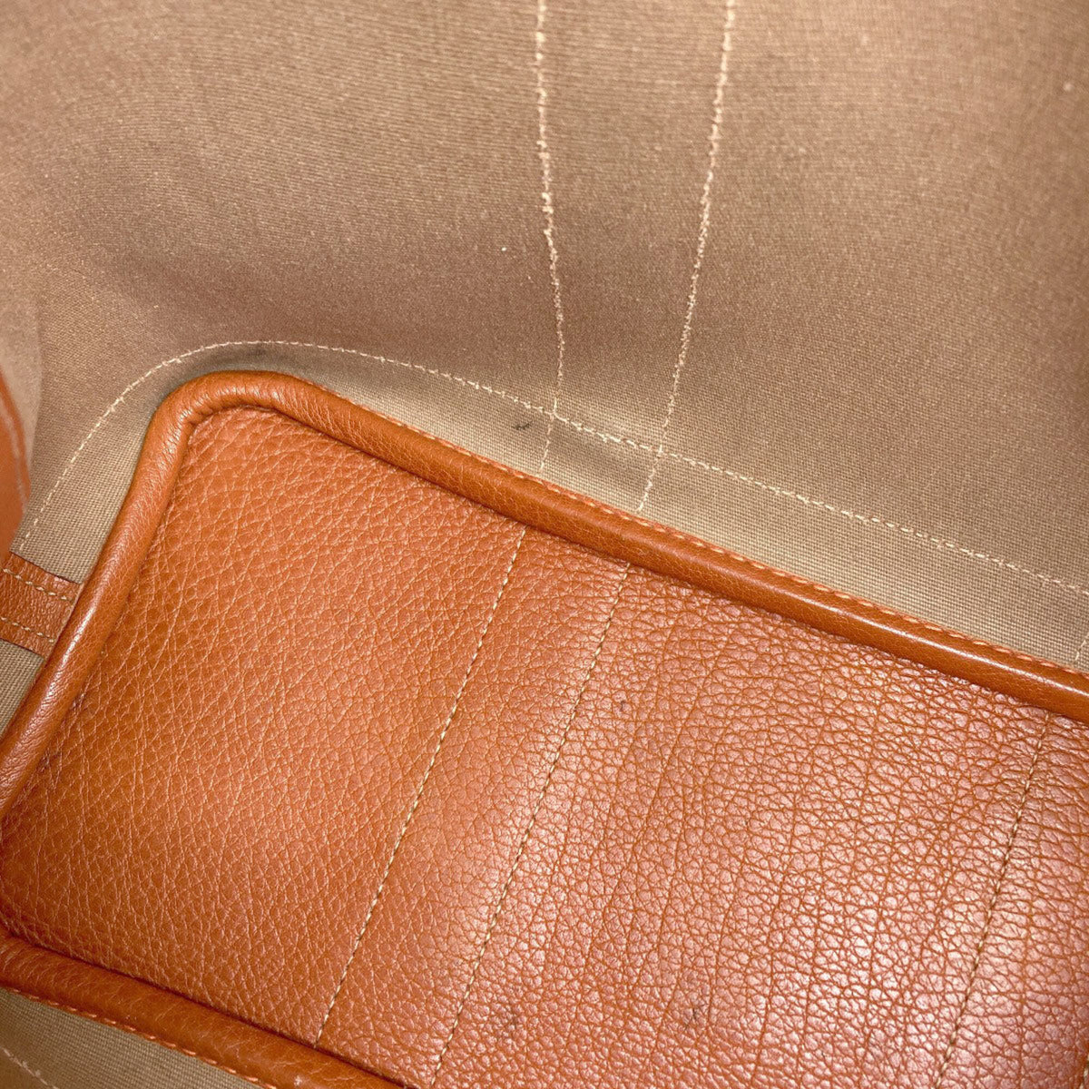 Hermes Brown Orange Canvas Negonda Leather Handbag (Pre-Owned)