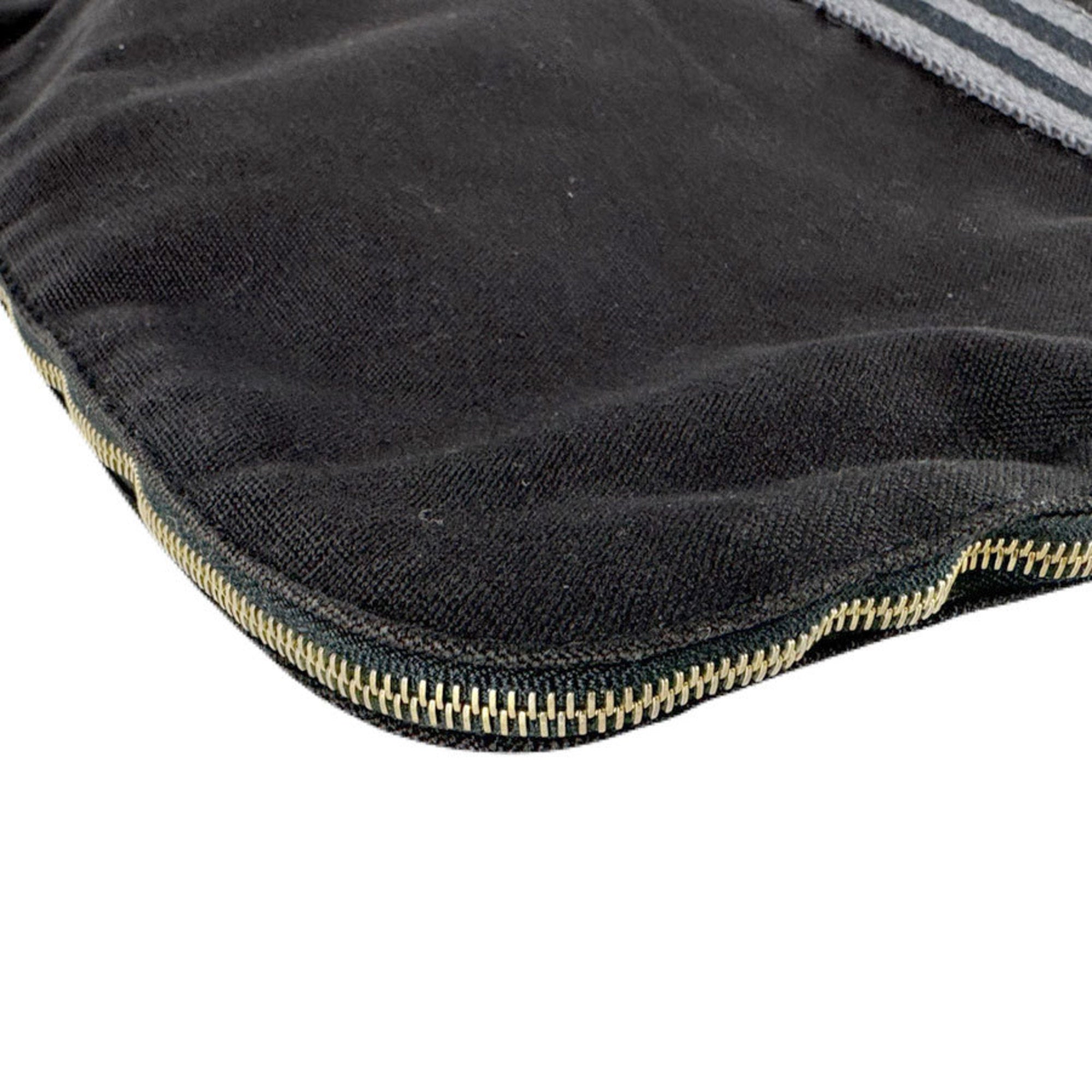 Hermes Black Gray Cotton Briefcase Handbag (Pre-Owned)