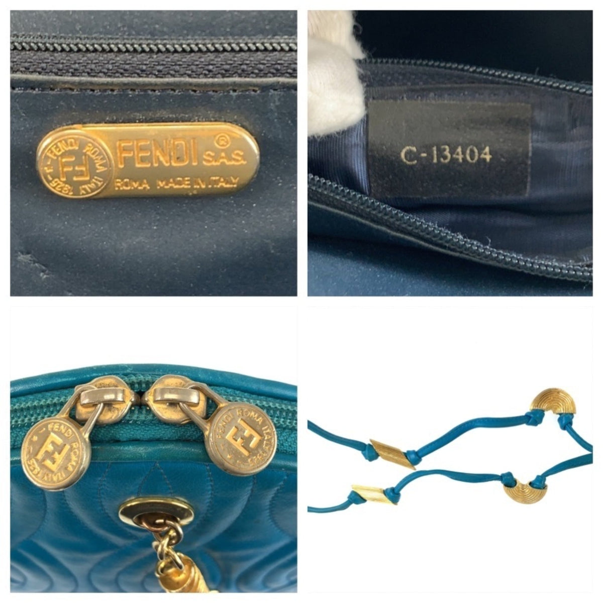 Fendi Blue Leather Pochette Shoulder Bag (Pre-Owned)