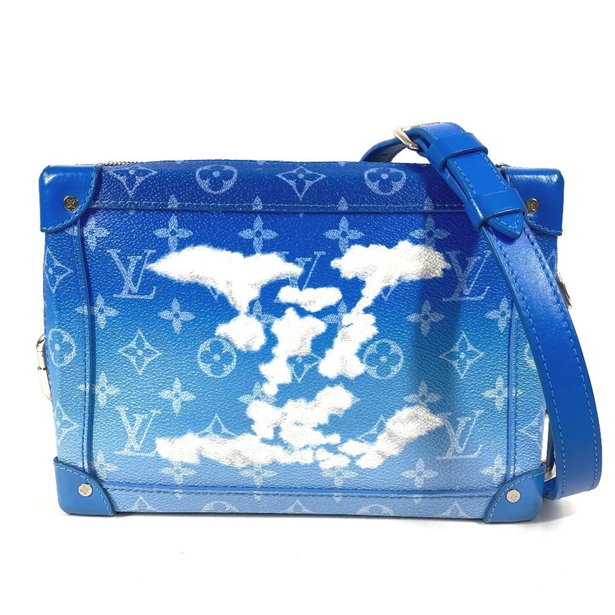 Louis Vuitton Blue White Canvas Leather Shoulder Bag (Pre-Owned)