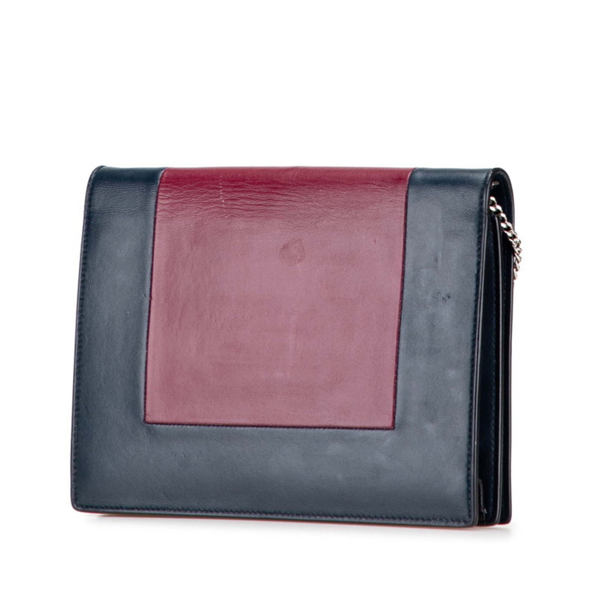 Celine Bordeaux Navy Leather Shoulder Bag (Pre-Owned)