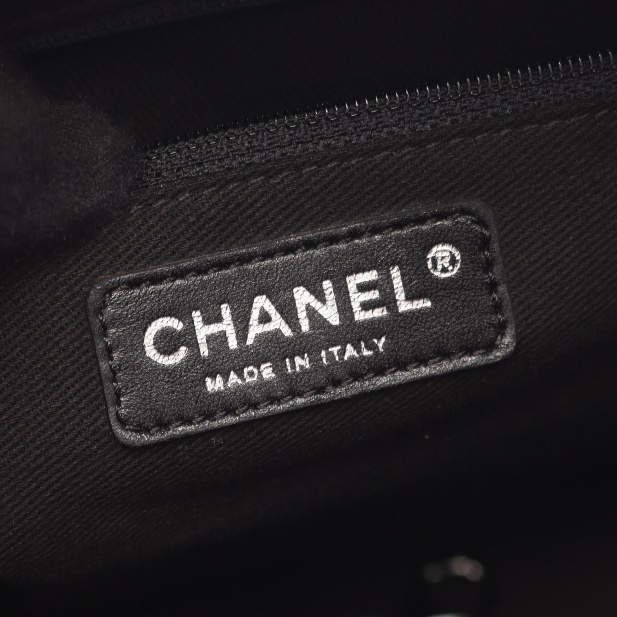 Chanel Black Nylon Leather Handbag Tote Bag (Pre-Owned)