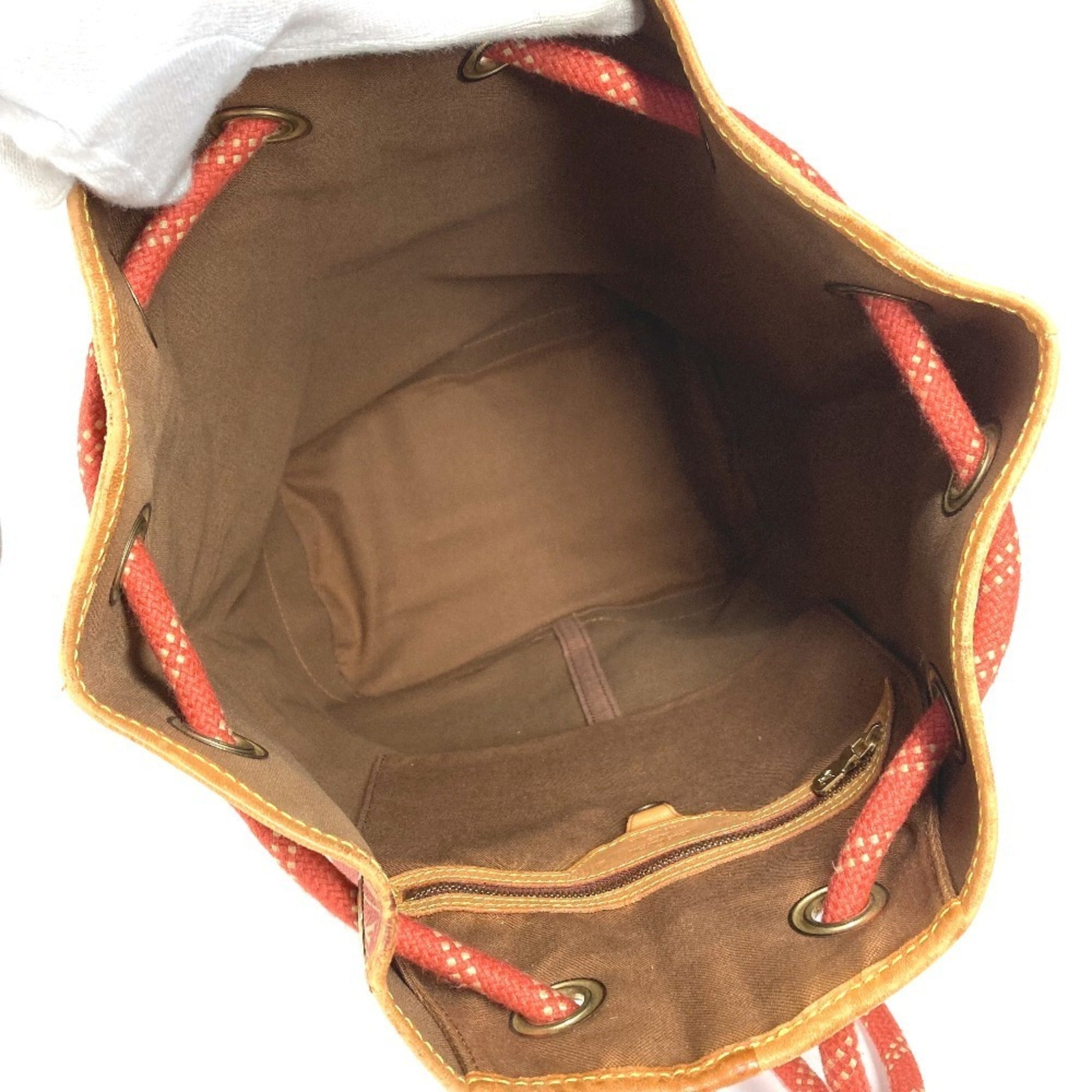 Louis Vuitton Orange Leather Canvas Shoulder Bag (Pre-Owned)