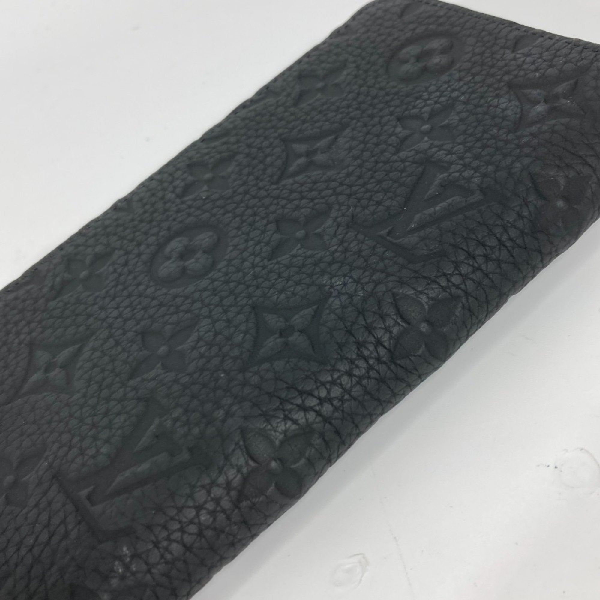Louis Vuitton Black Leather Long Wallet (Bi-Fold) (Pre-Owned)