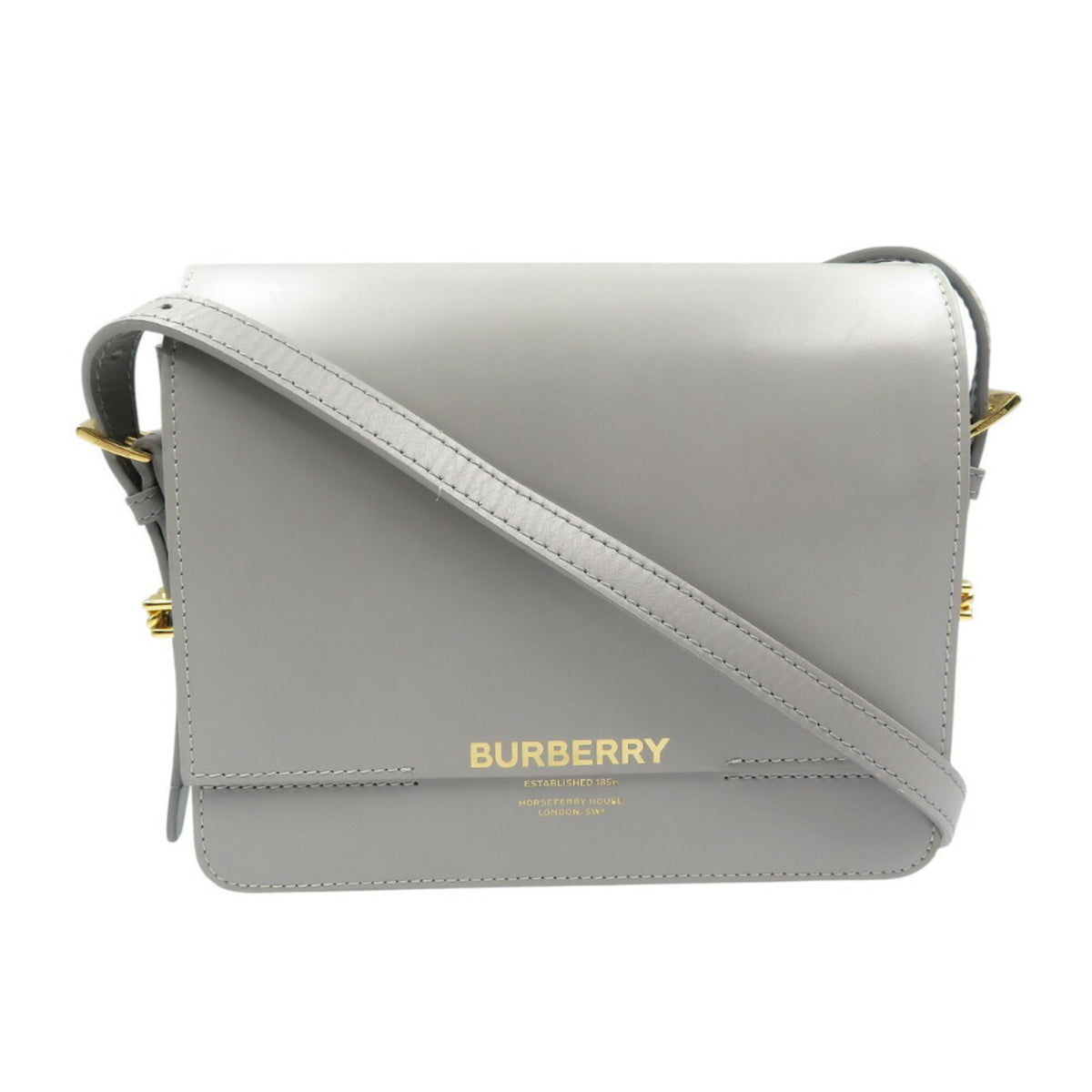 Burberry Gray Leather Shoulder Bag (Pre-Owned)