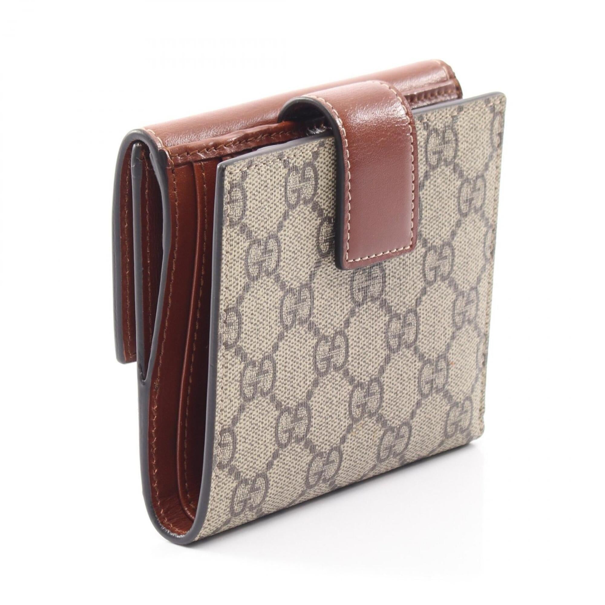 Gucci Beige Brown Leather Pvc Wallet (Bi-Fold) (Pre-Owned)