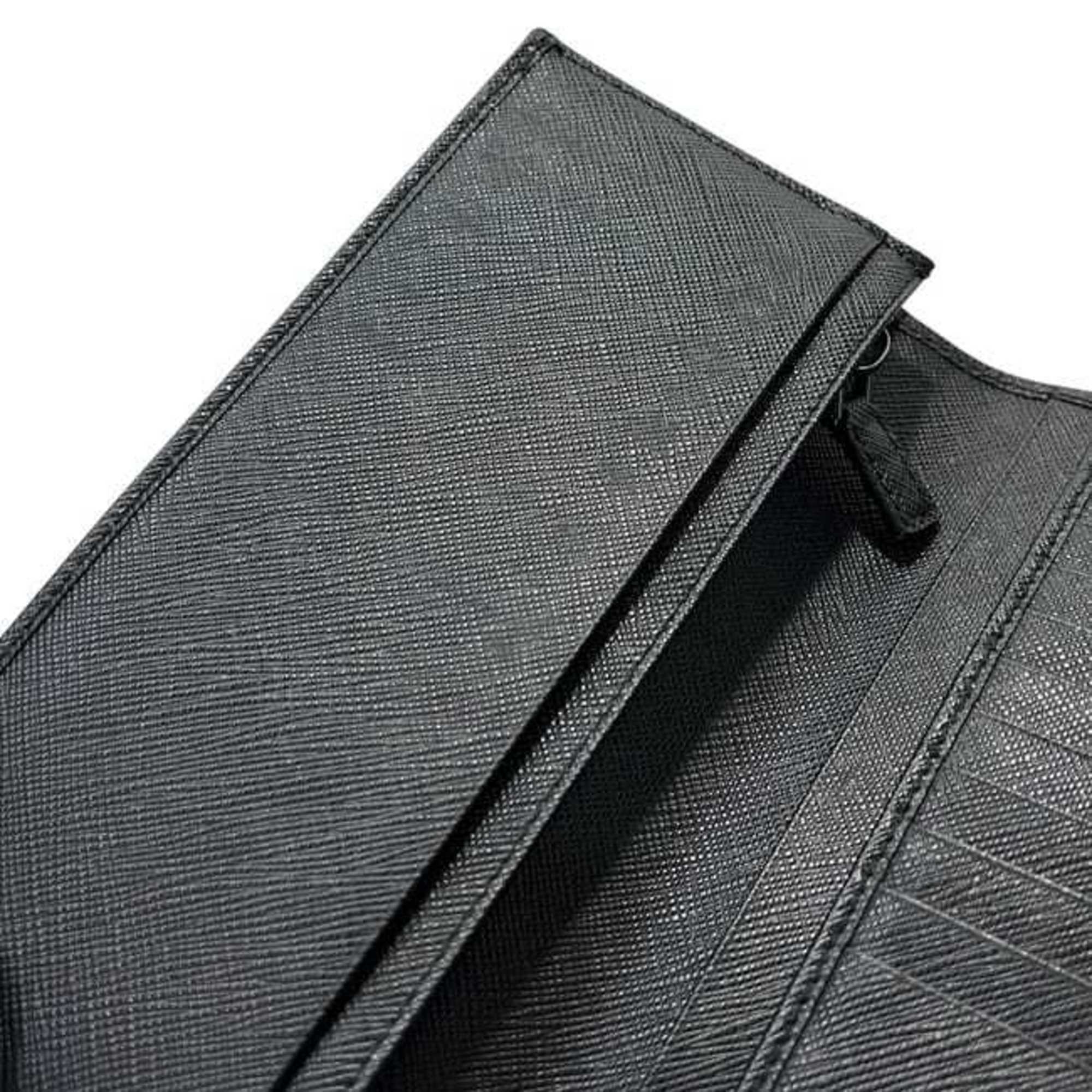 Prada Black Nero Saffiano Long Wallet (Bi-Fold) (Pre-Owned)