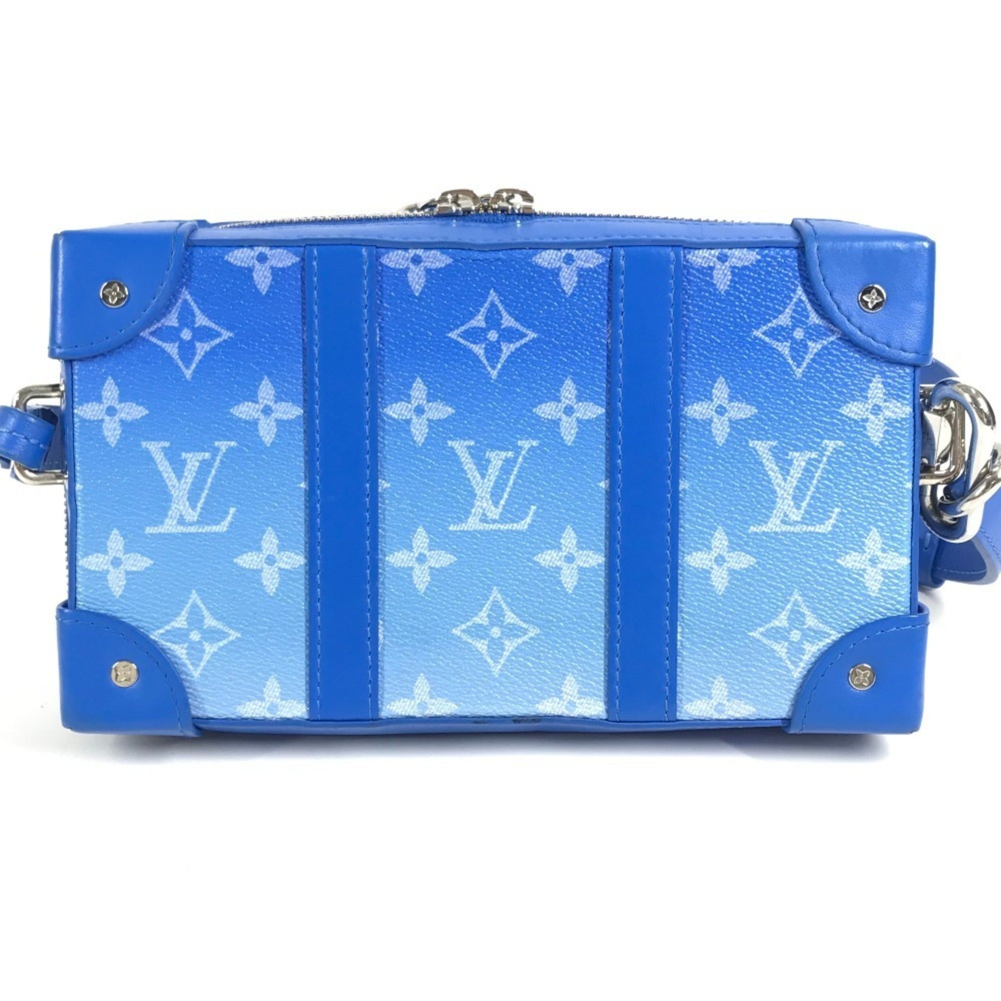 Louis Vuitton Blue White Leather Clutch Bag Pochette Shoulder Bag (Pre-Owned)