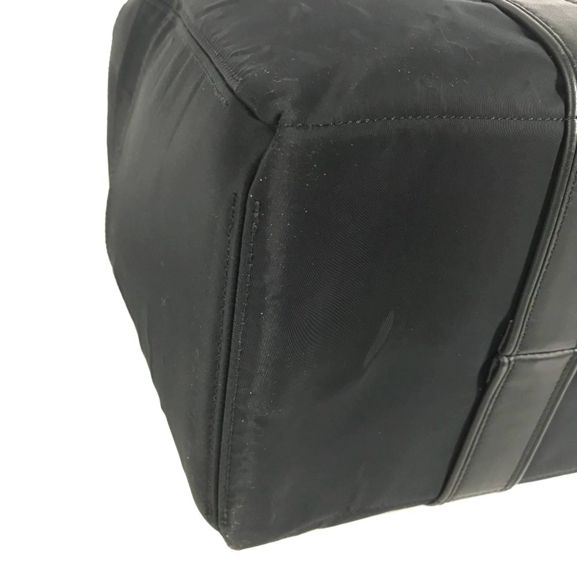 Hermes Black Leather Nylon Boston Bag Handbag Tote Bag (Pre-Owned)