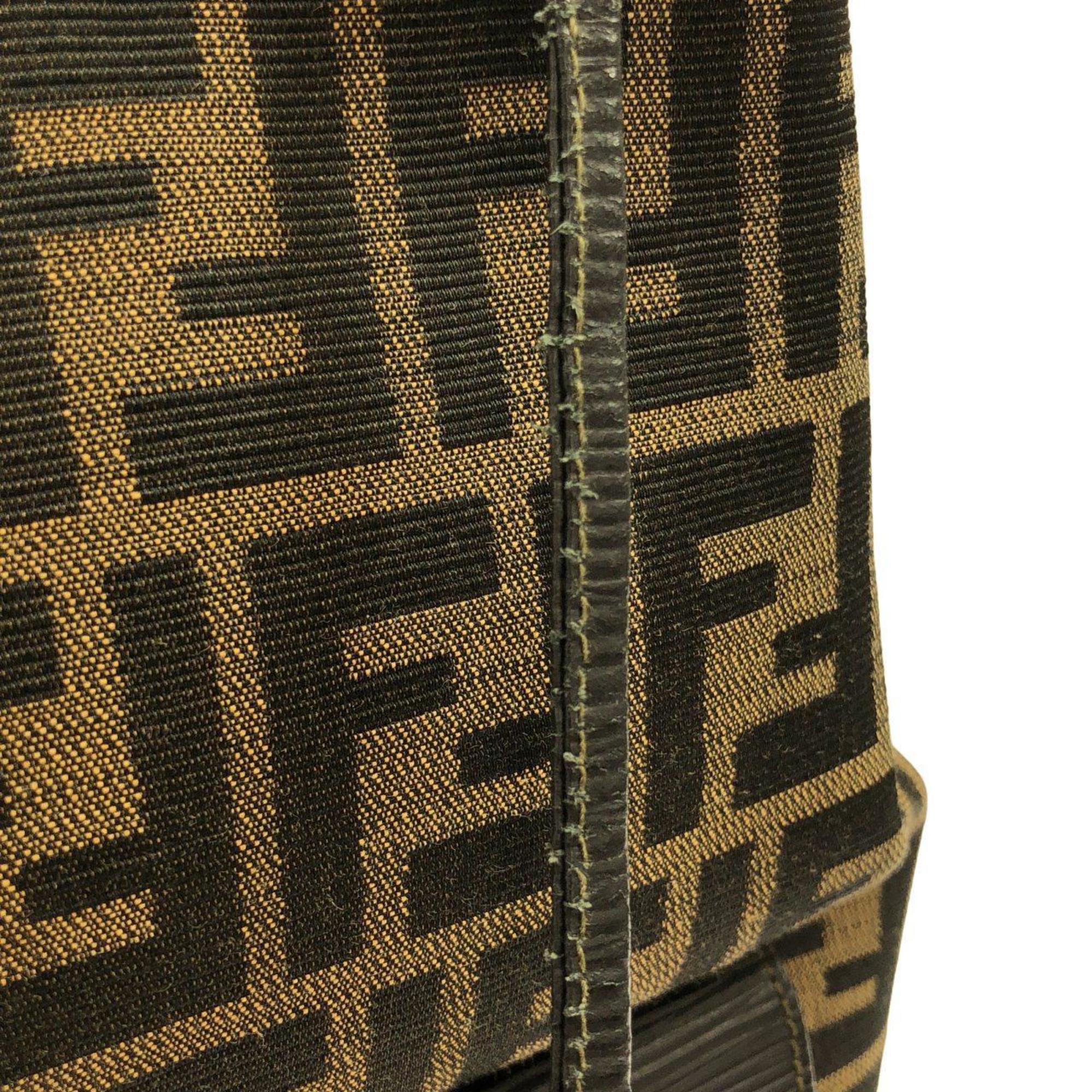 Fendi Black Brown Canvas Leather Backpack (Pre-Owned)